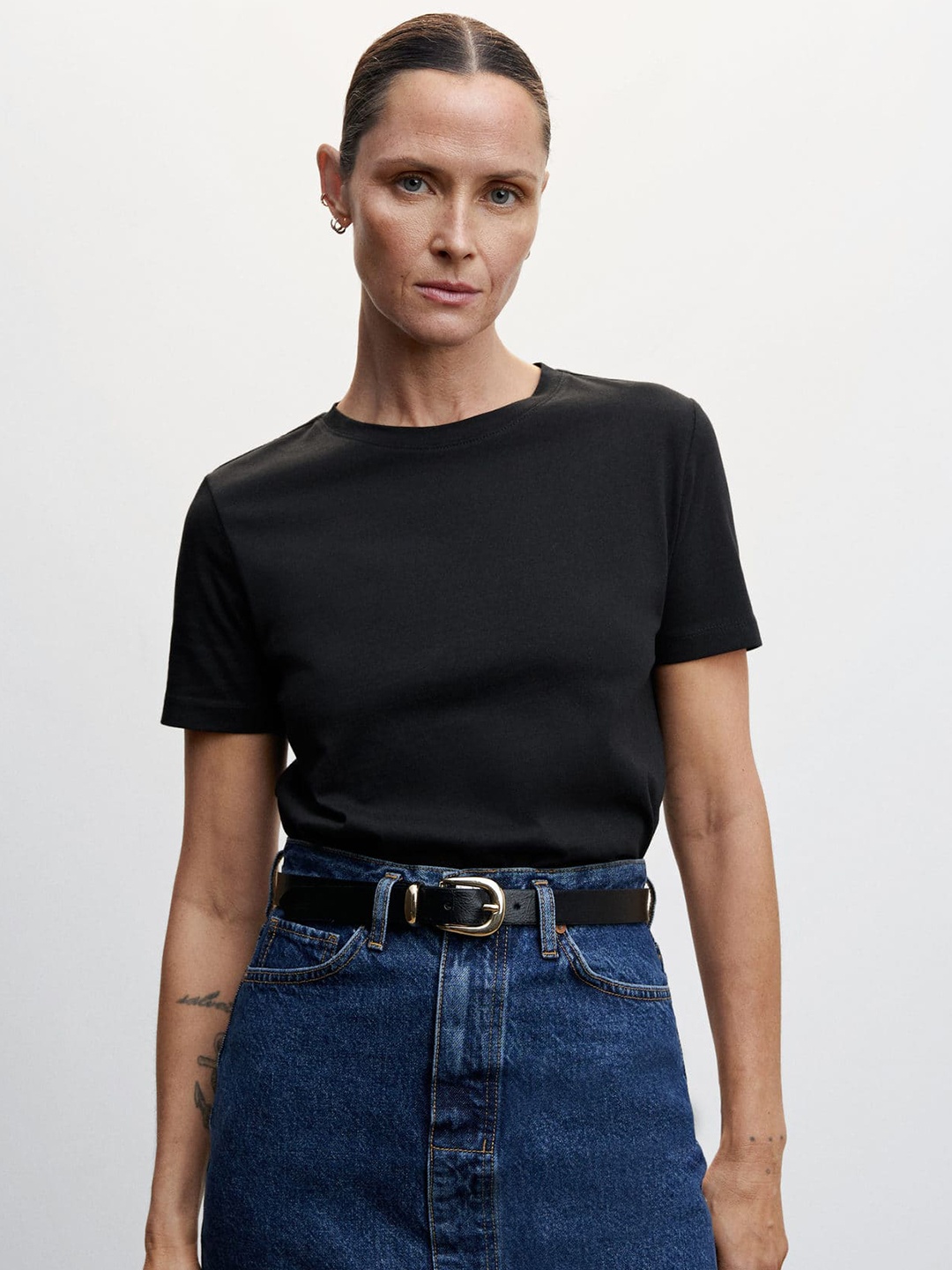 

MANGO Pure Cotton Sustainable T-shirt, Black