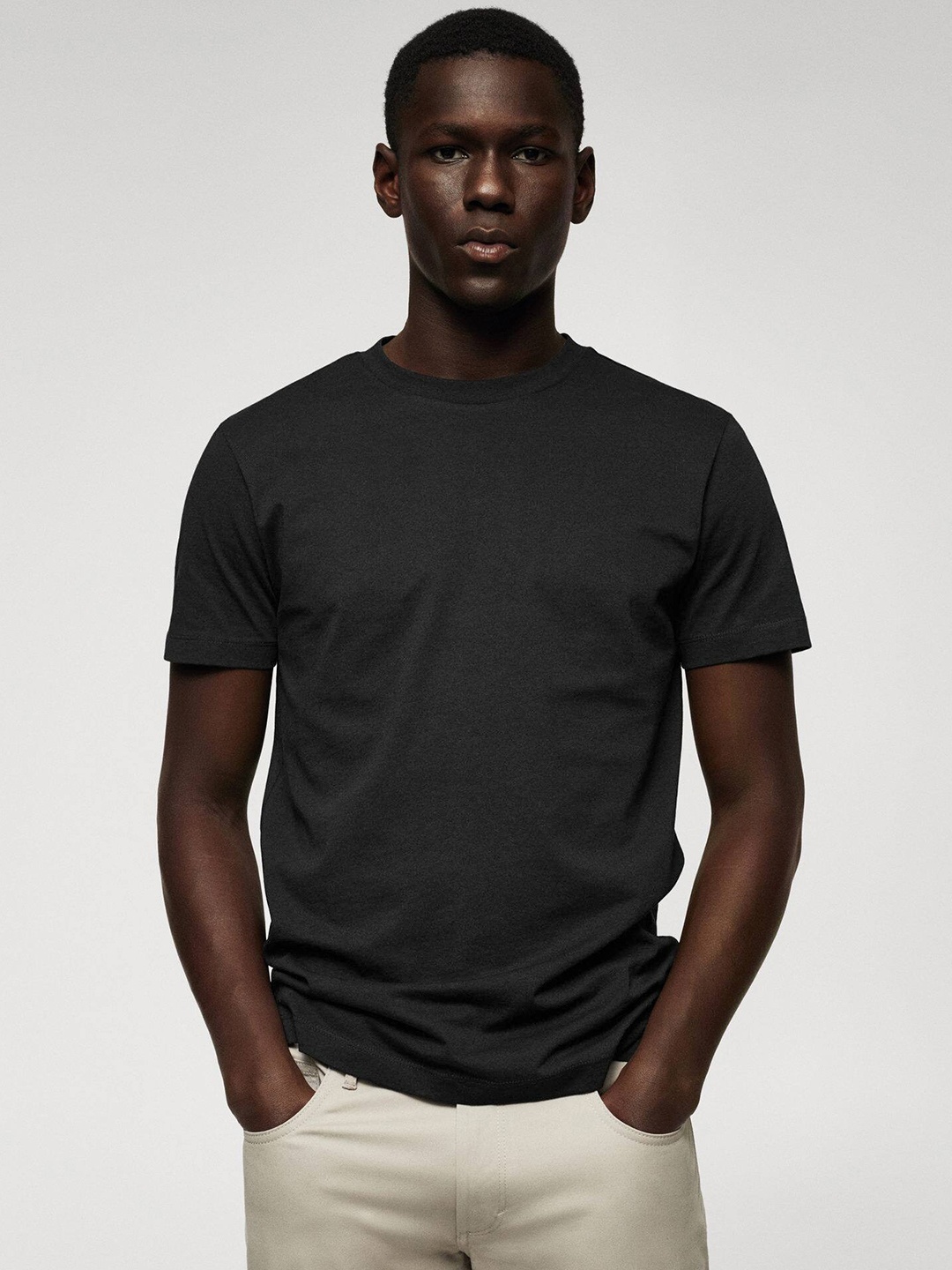 

MANGO MAN Pure Cotton Sustainable T-shirt, Black