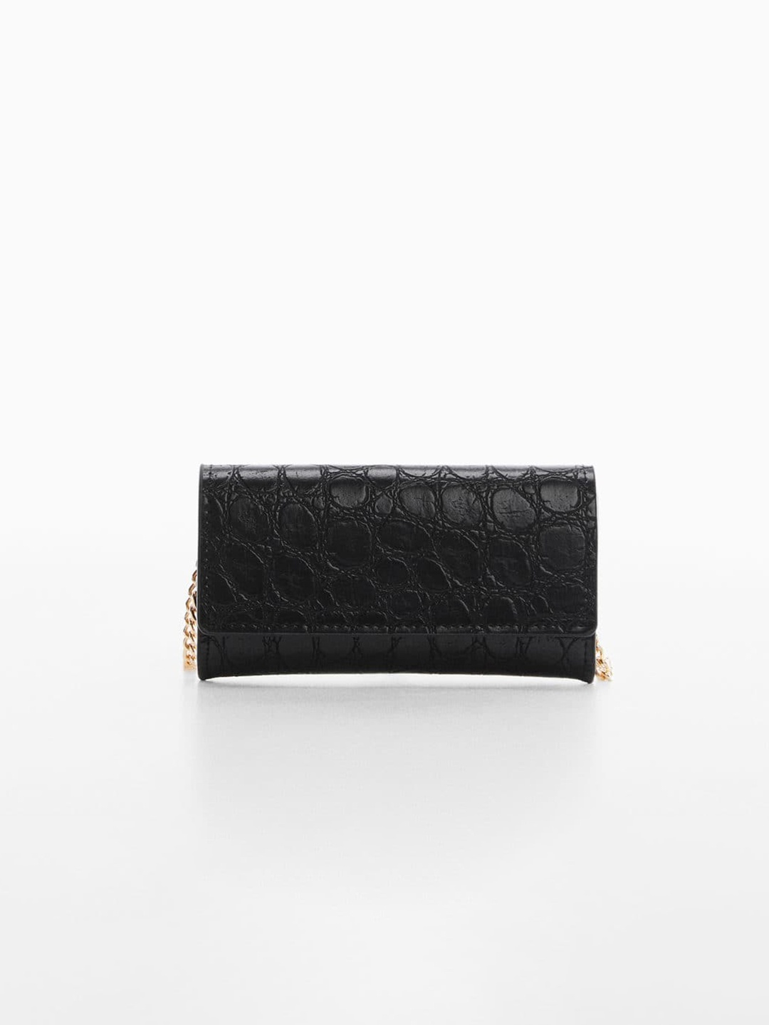 

MANGO Croc Textured Purse with Detachable Sling Strap, Black