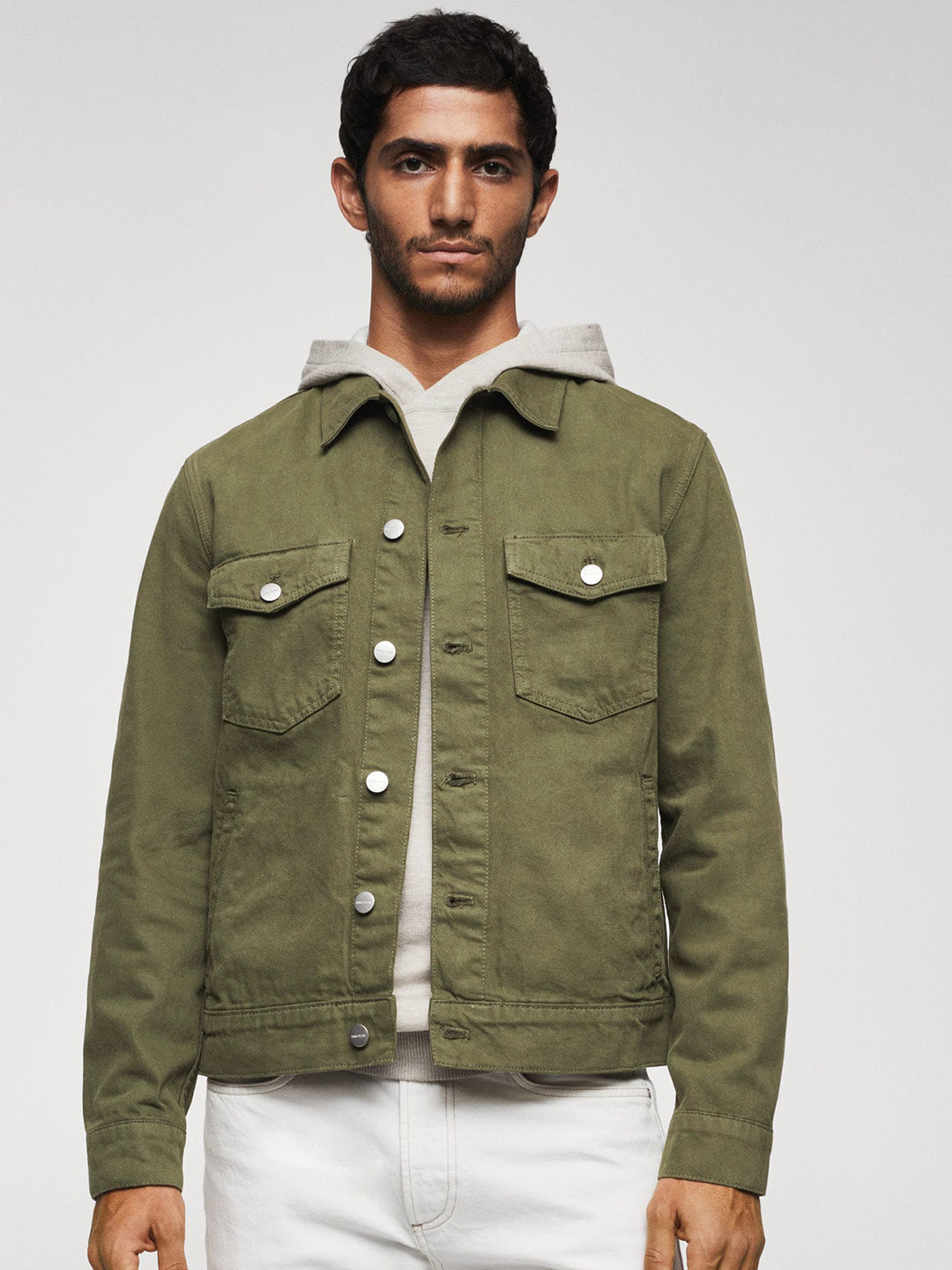 

MANGO MAN Pure Cotton Denim Jacket, Olive