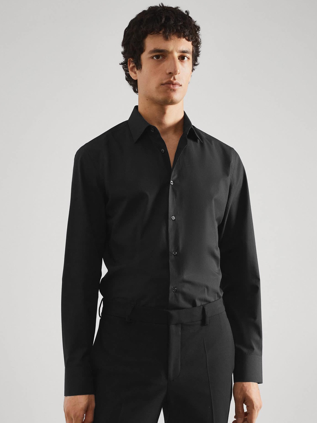 

MANGO MAN Easy Care Slim Fit Sustainable Formal Shirt, Black