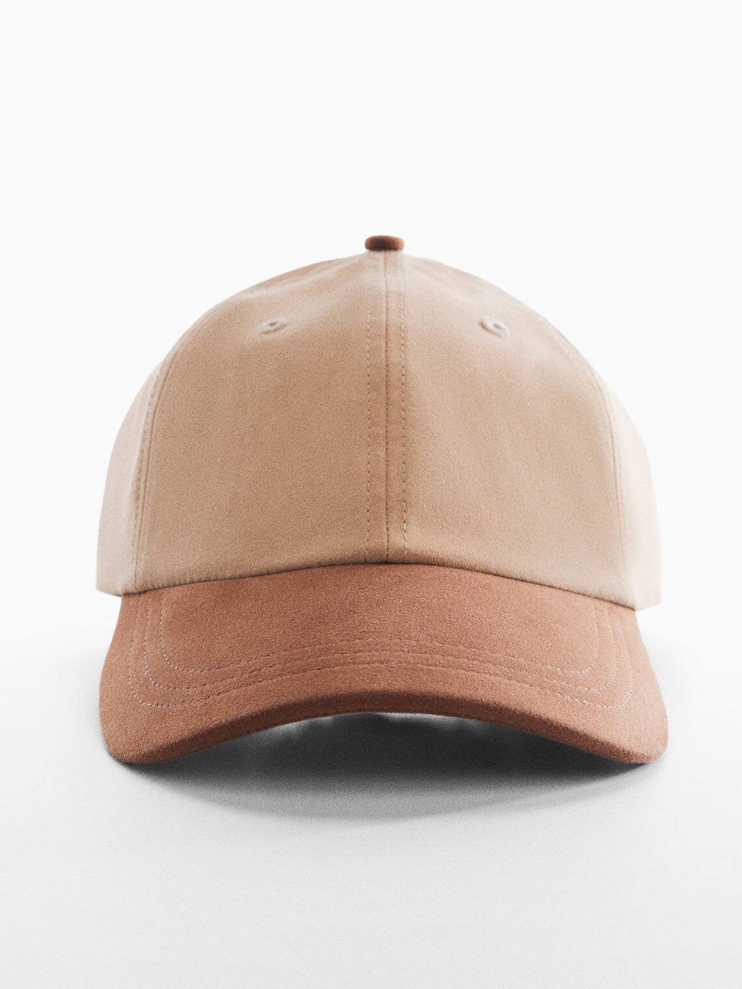 

MANGO MAN Colourblocked Snapback Cap, Beige