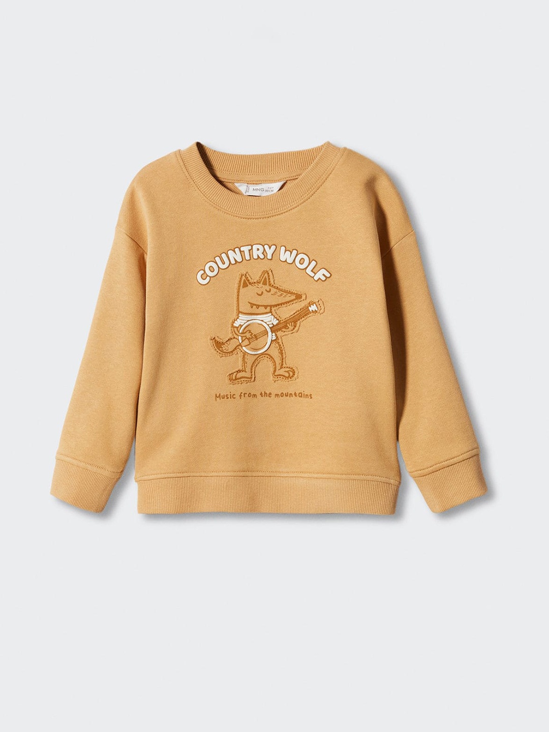 

Mango Kids Boys Pure Cotton Graphic Printed Sweatshirt, Camel brown