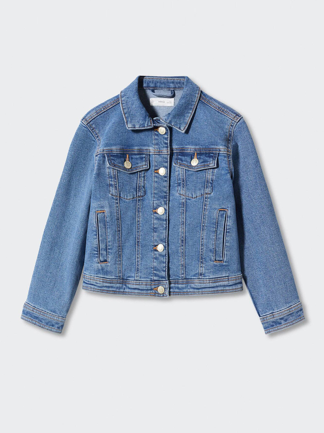 

Mango Kids Girls Sustainable Pocket Detailing Denim Jacket, Blue