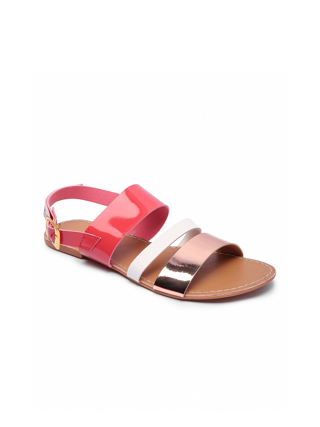 

Brauch Women Colourblocked Open Toe Flats, Pink