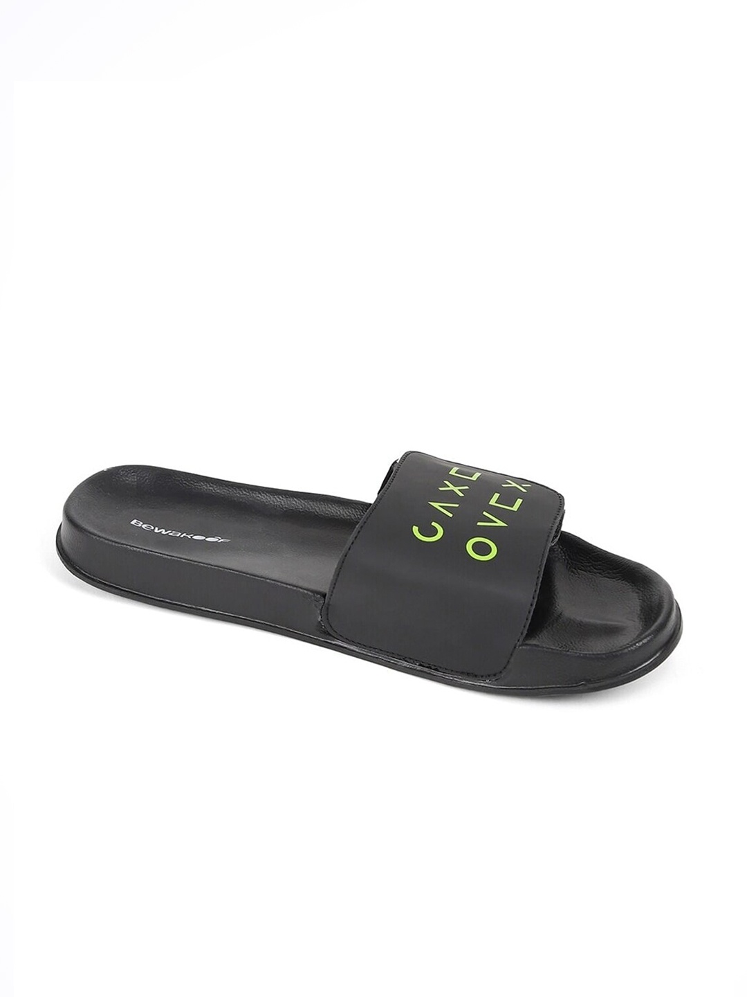 

Bewakoof Men Printed Rubber Sliders, Black