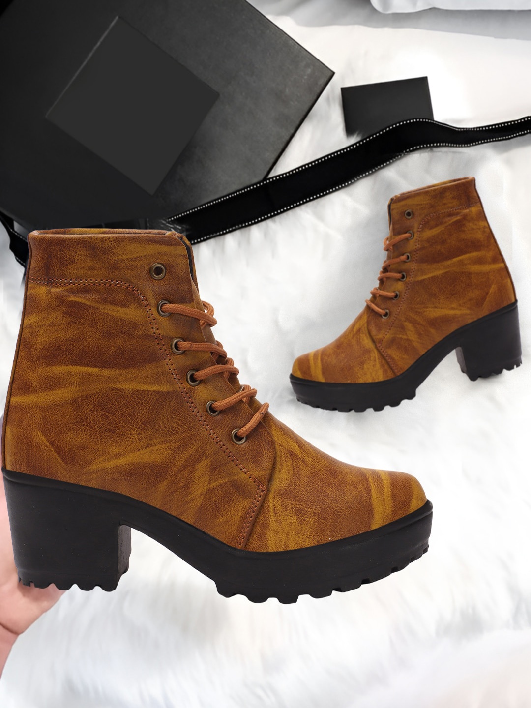 

FASHIMO Women High Top Regular Boots, Brown