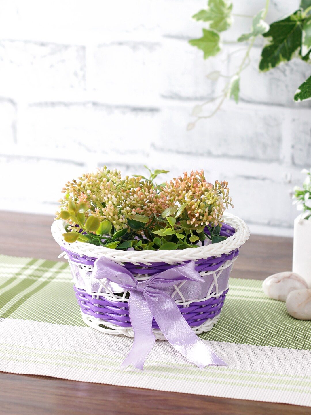 

Aapno Rajasthan Purple & White Self Design Multipurpose Basket