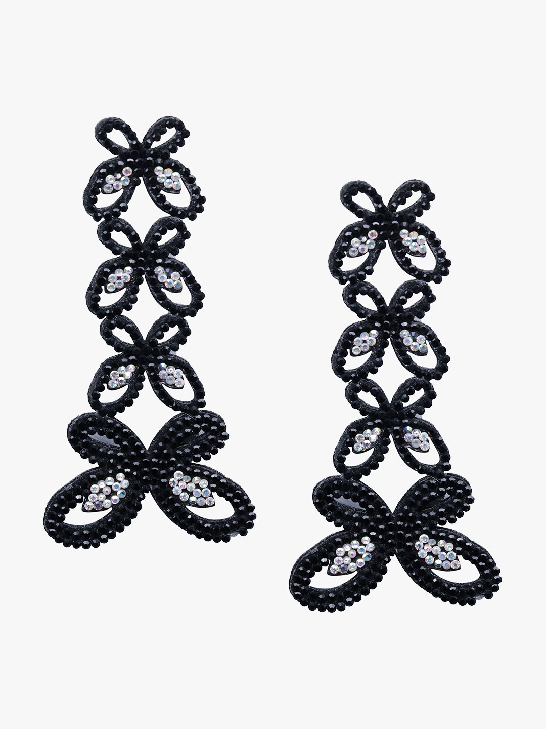 

Krelin Silver Plated Stone Studded Drop Earrings, Black