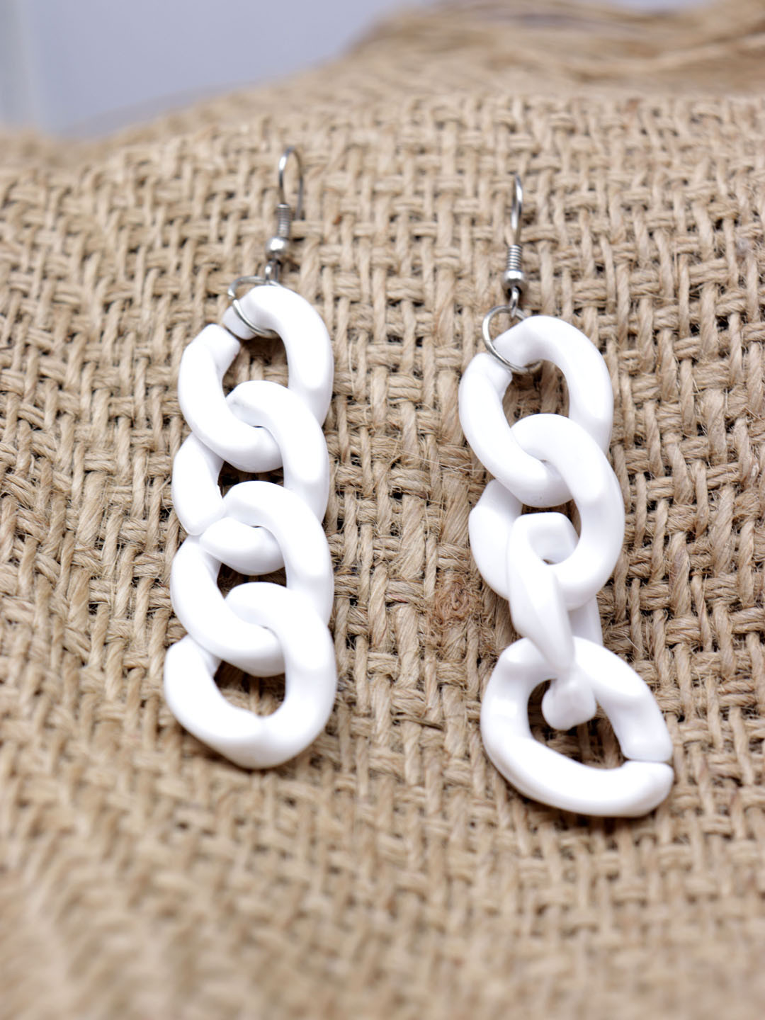 

Krelin Silver Plated Contemporary Chain Link Drop Earrings, White