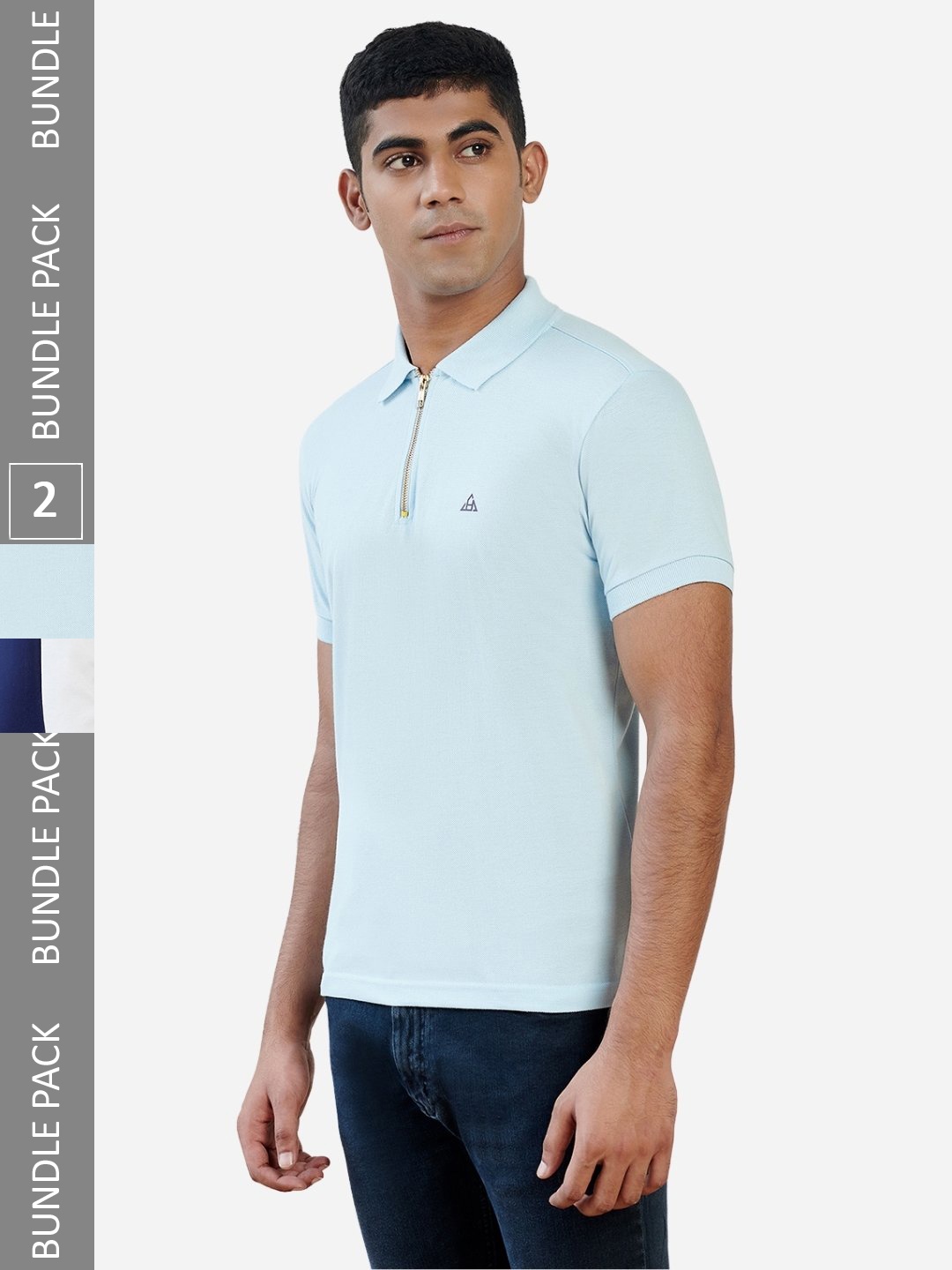 

HillTop Polos Men Pack of 2 Polo Collar Cotton Slim Fit T-shirt, Blue