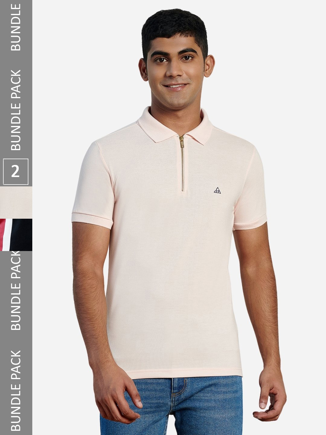 

HillTop Polos Men Pack of 2 Polo Collar Slim Fit Cotton T-shirts, Black