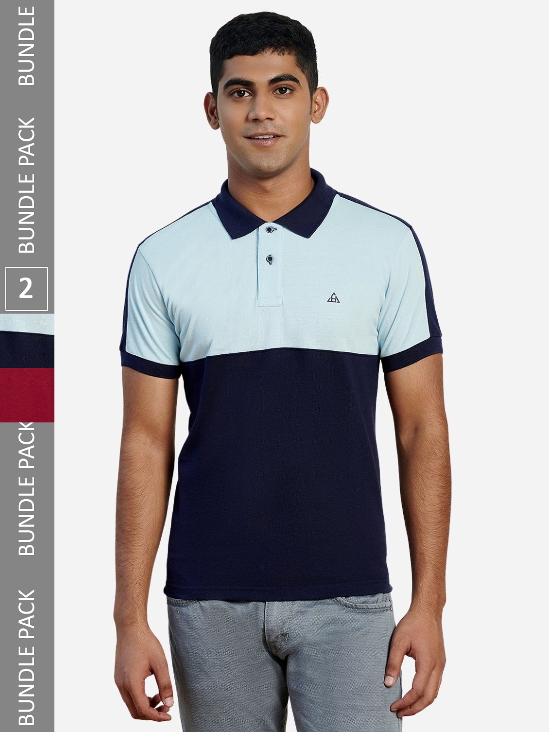 

HillTop Polos Men Pack Of 2 Polo Collar Slim Fit Cotton T-shirt, Maroon