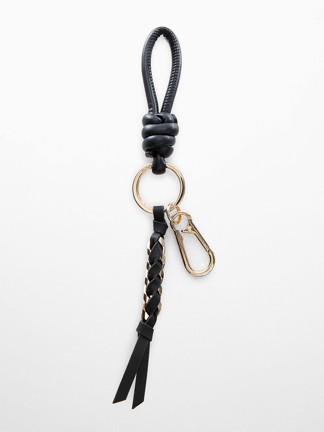 

MANGO Women Braided Keychain, Black