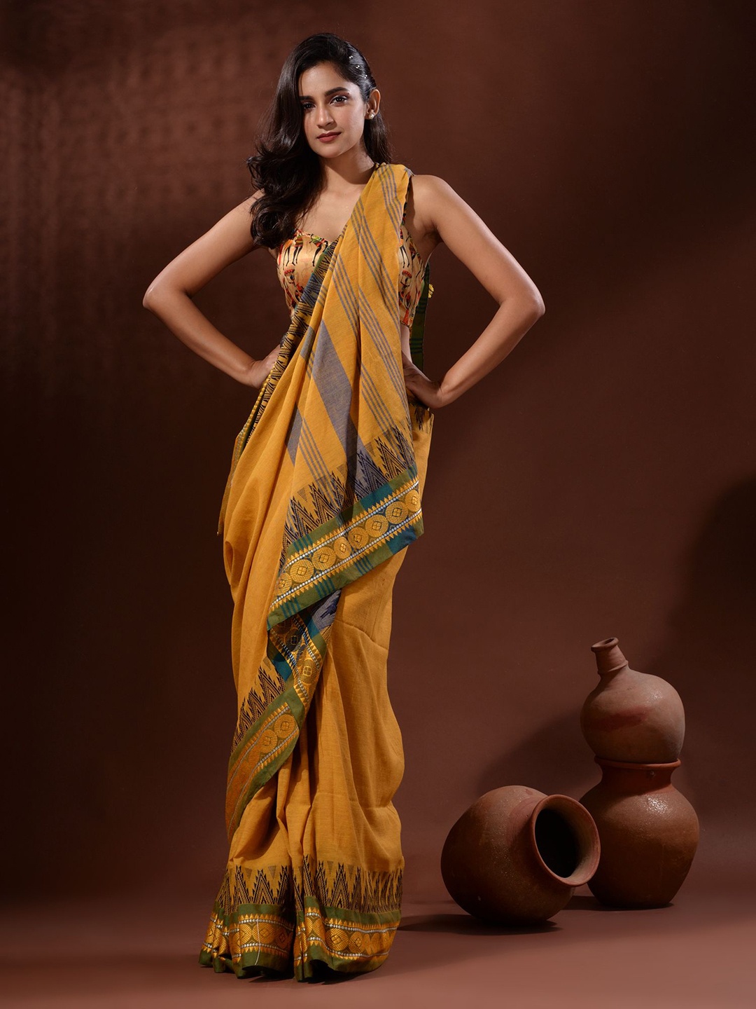 

Charukriti Pure Cotton Saree, Mustard