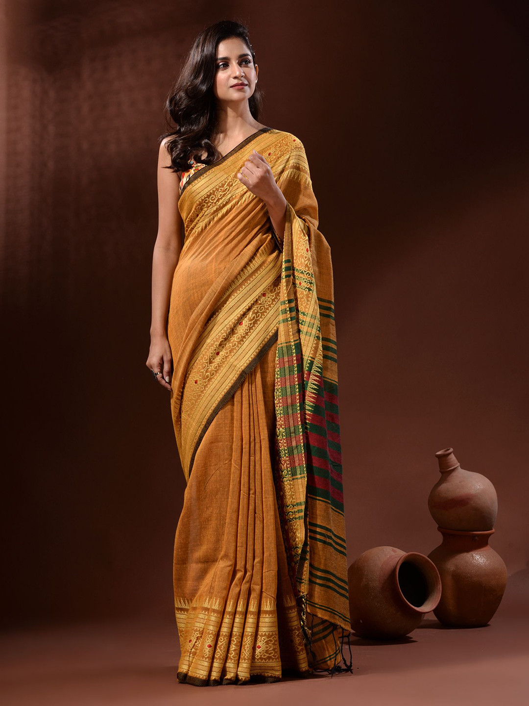 

Charukriti Pure Cotton Saree, Mustard