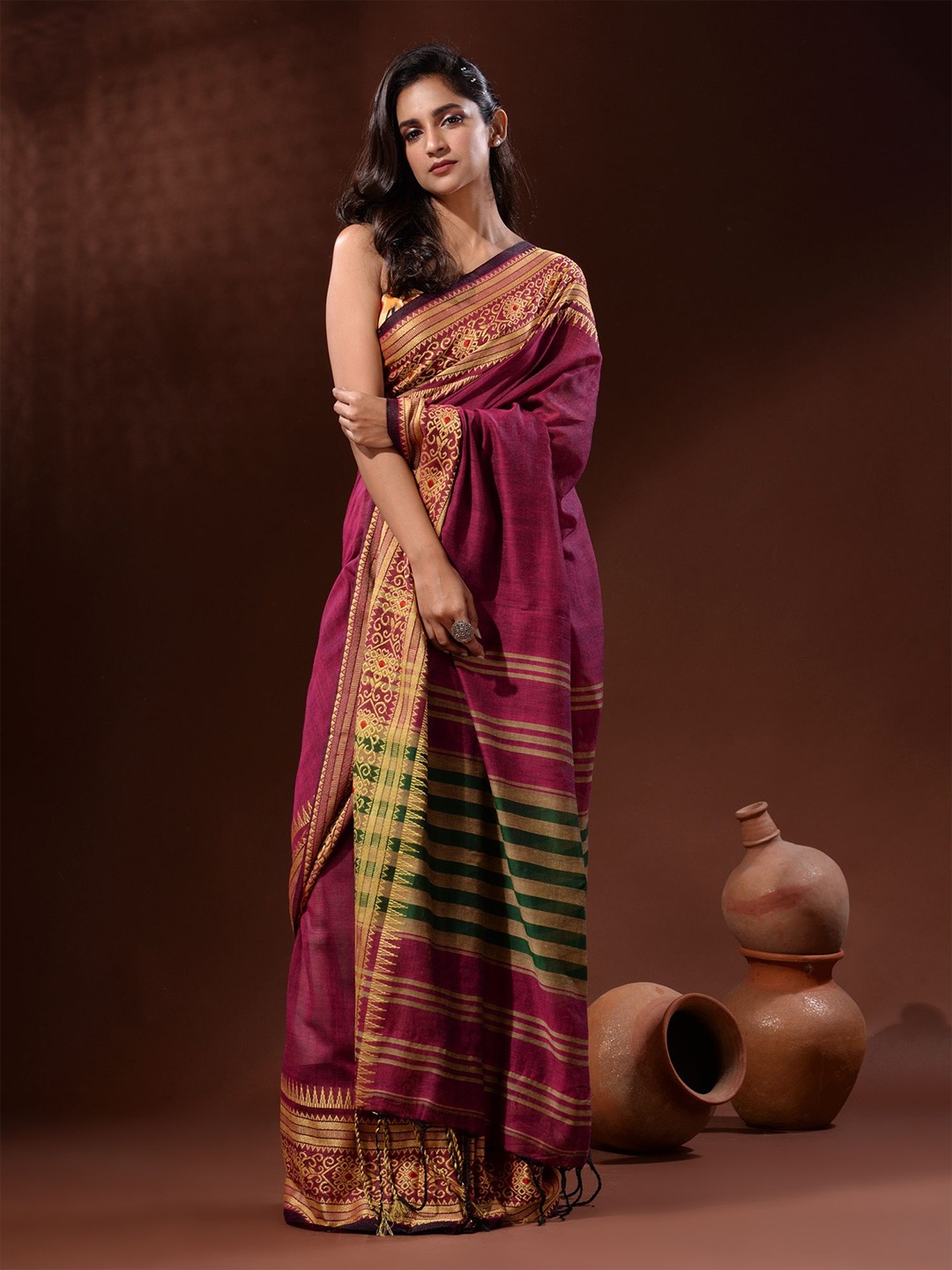 

Charukriti Pure Cotton Saree, Magenta