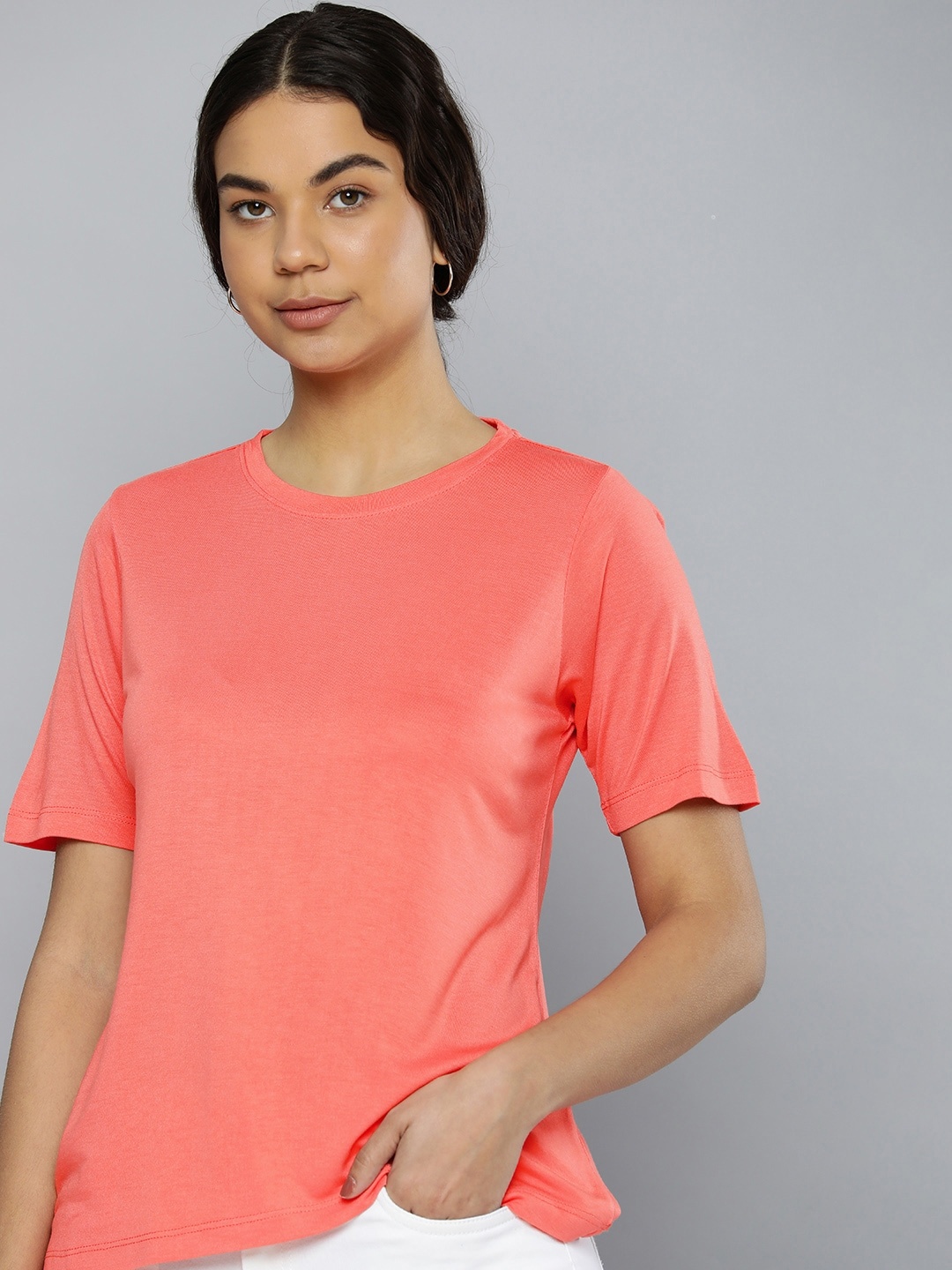 

ether Round Neck T-shirt, Coral