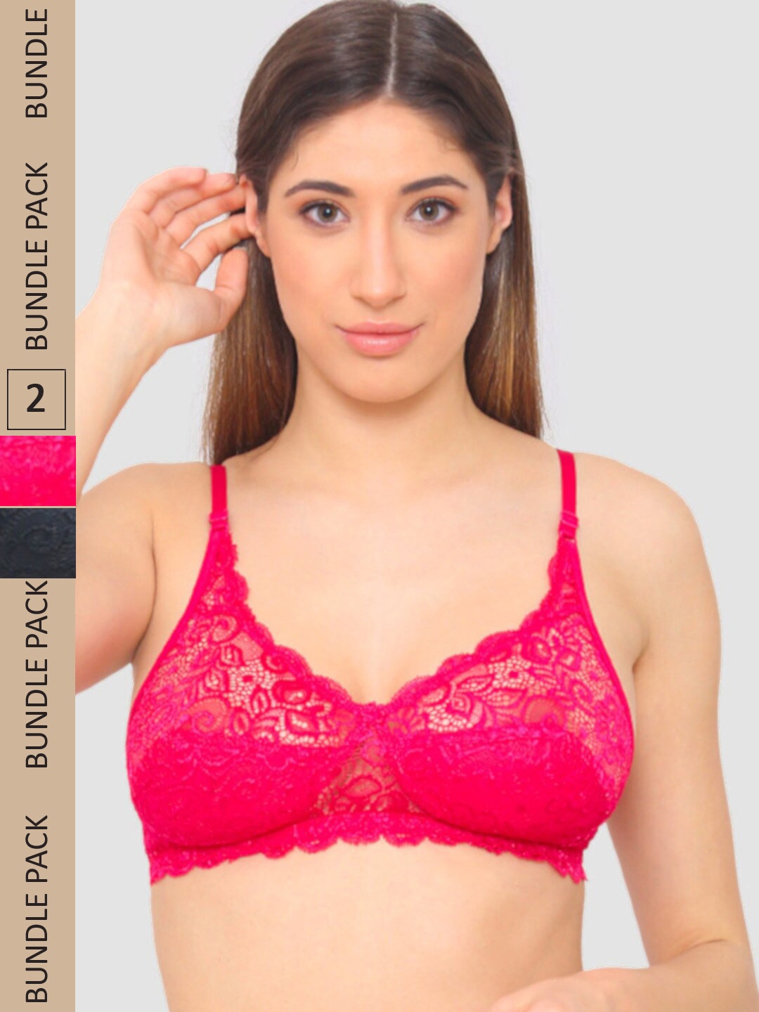 

N-Gal Pack Of 2 Floral Bra, Pink