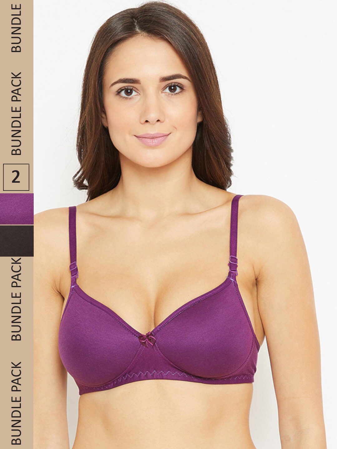 

N-Gal Pack Of 2 Heavily Padded Anti Odour T-Shirt Bra, Purple