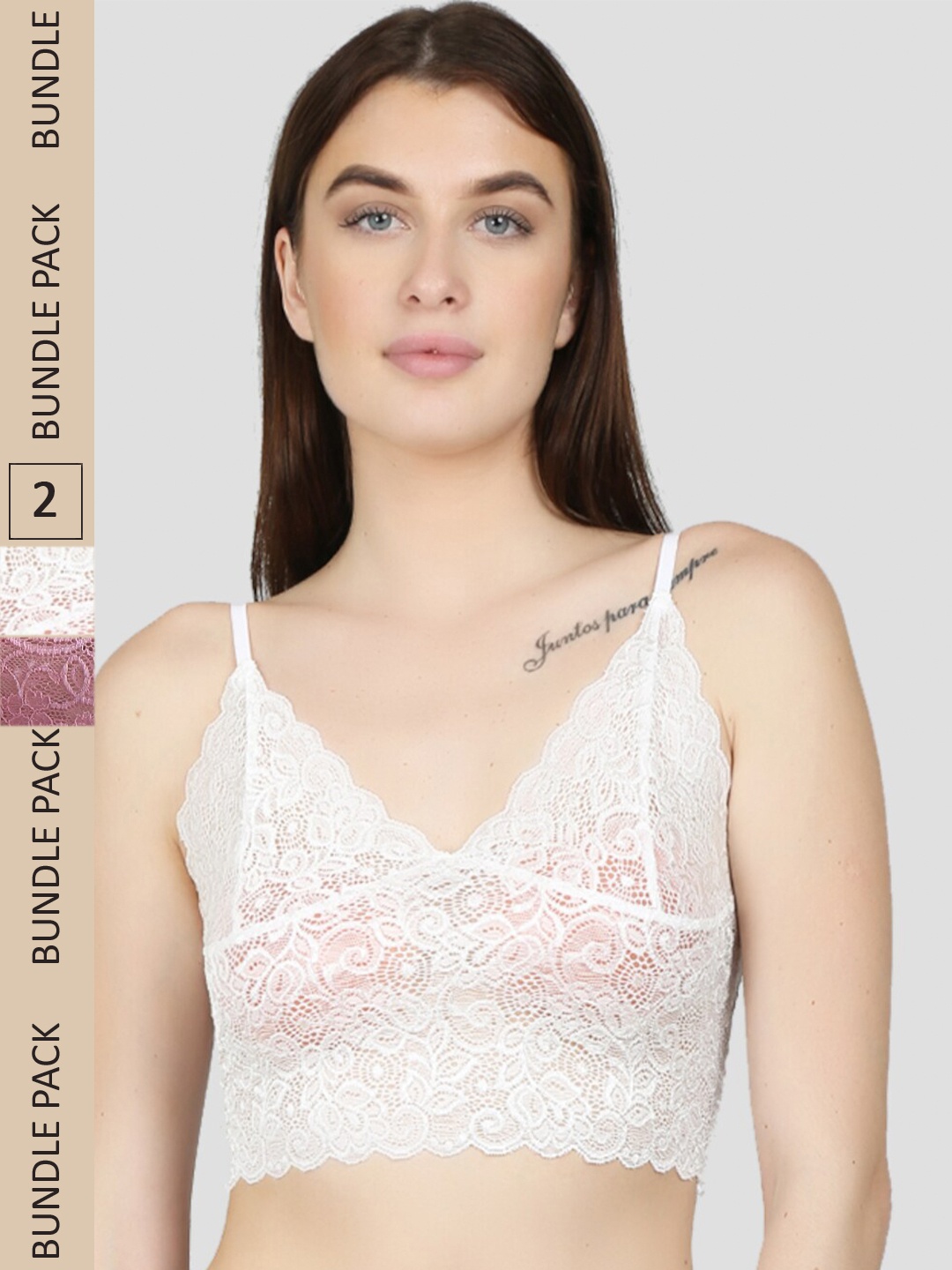 

N-Gal Pack Of 2 Floral Non-Wired Anti Odour Bralette, Pink