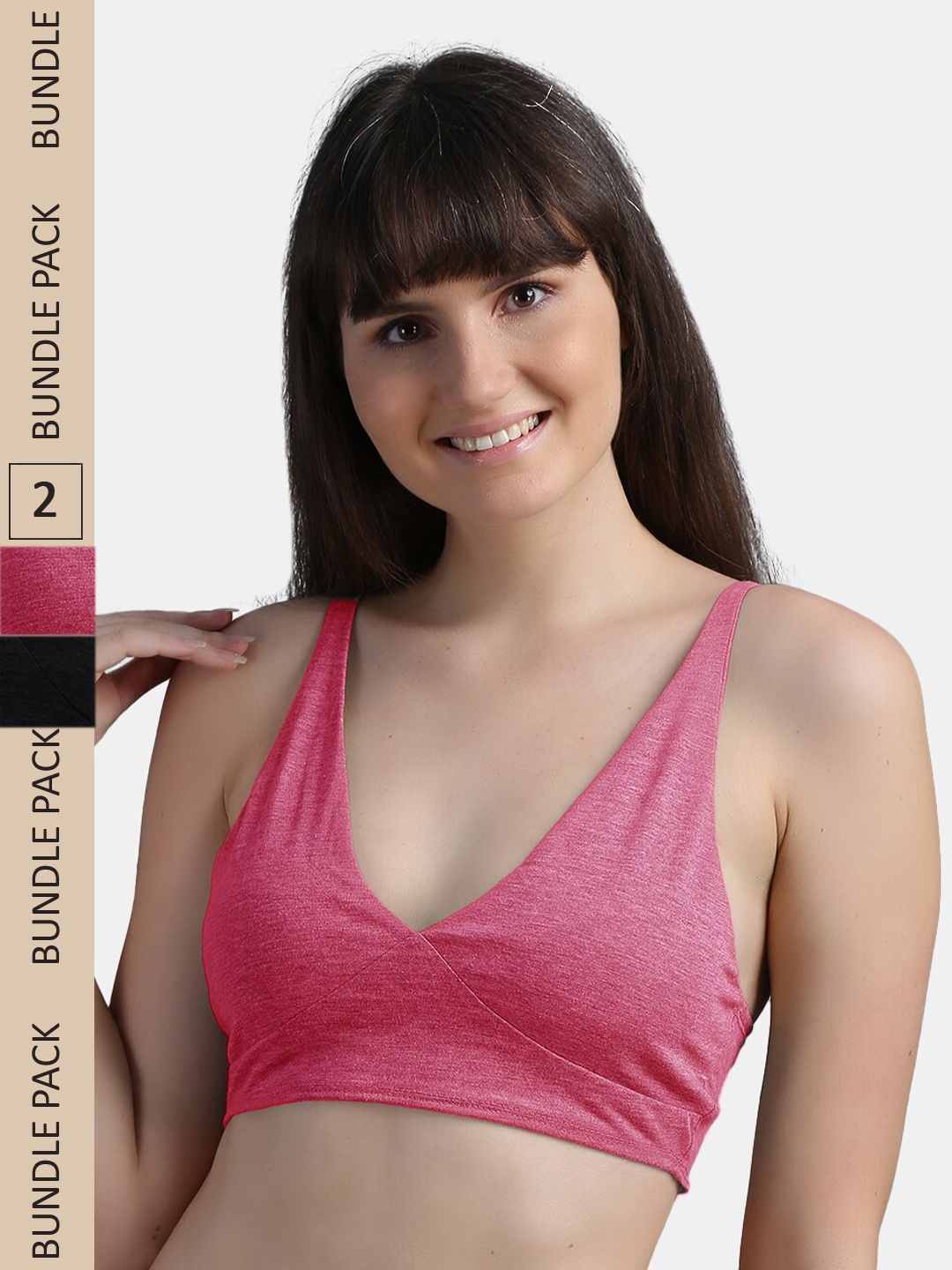 

N-Gal Pack of 2 Non-Wired Anti odour Bralette, Pink