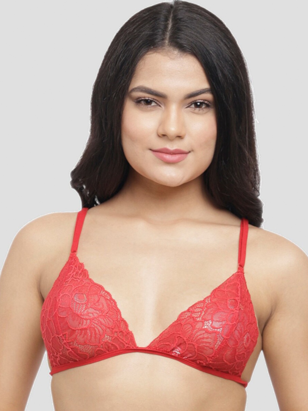 

N-Gal Floral Non-Wired Anti Odour Plunge Bra, Red
