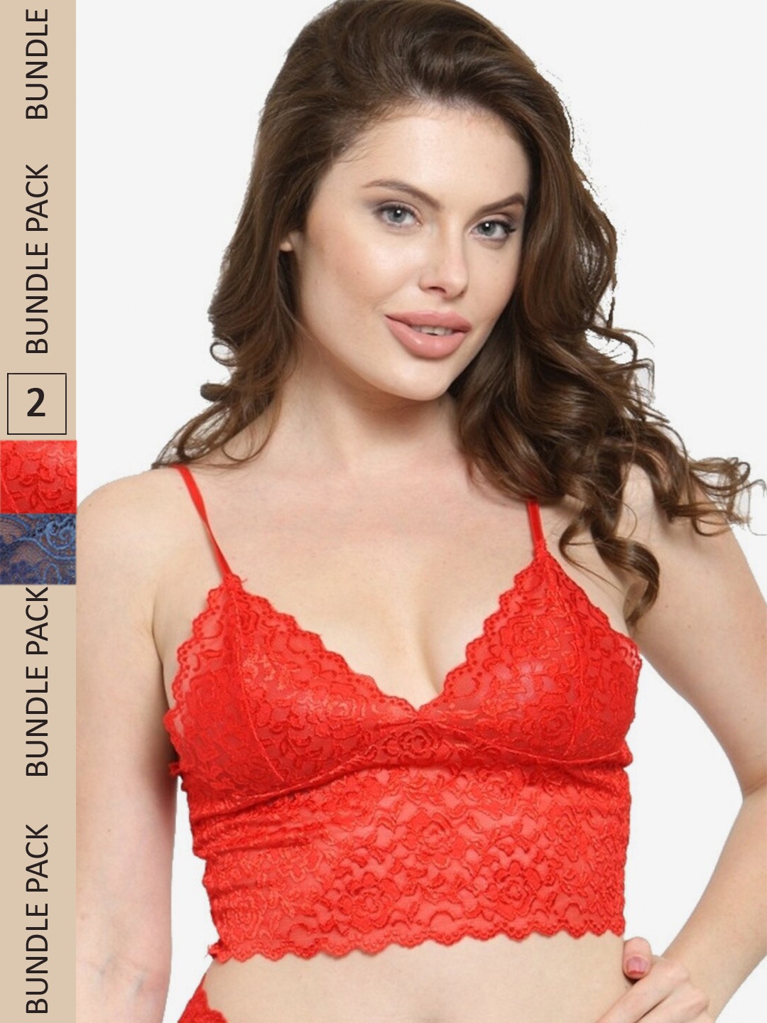 

N-Gal Pack of 2 Floral Non-Wired Anti Odour Bralette, Red
