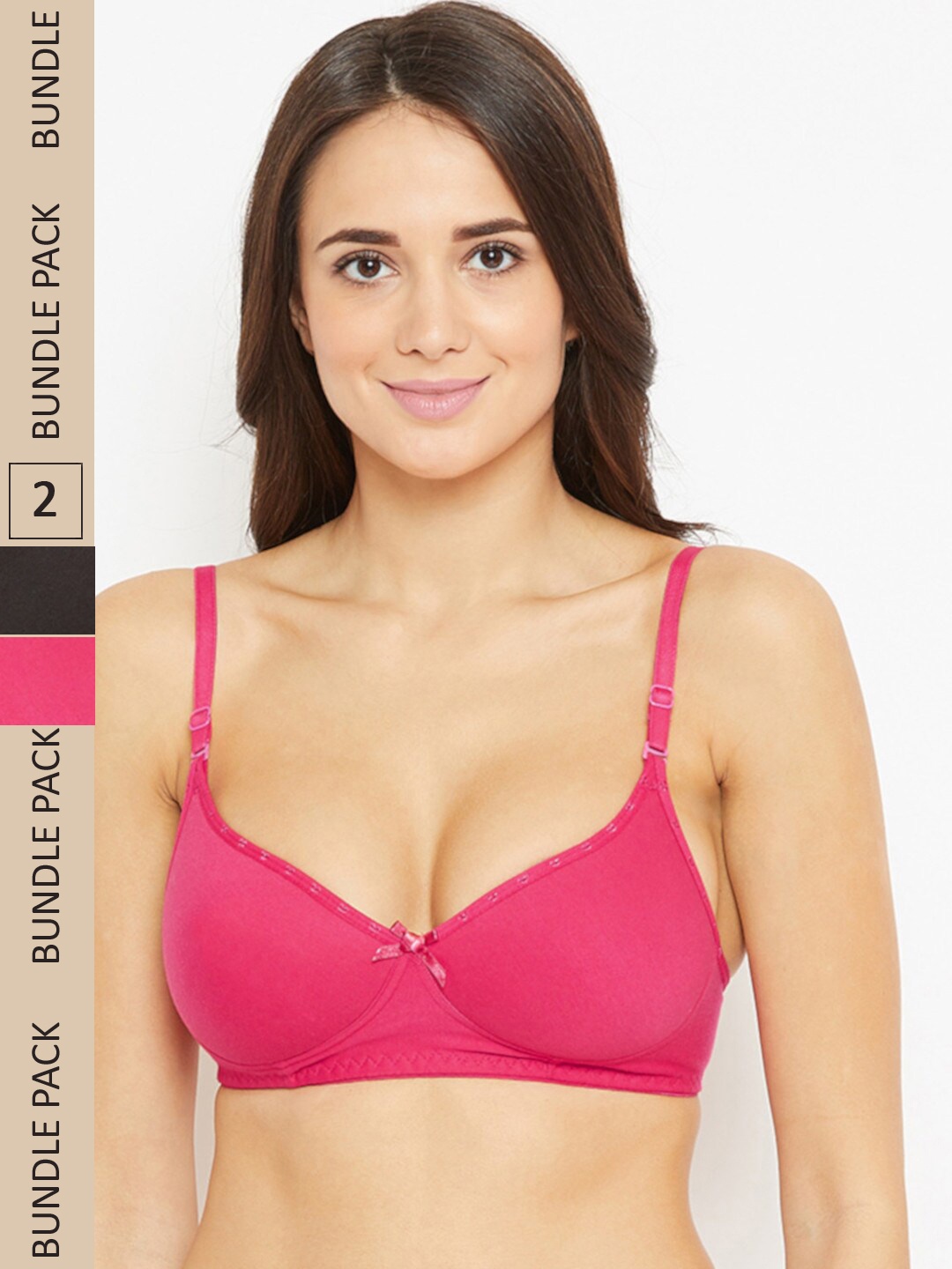 

N-Gal Pack of 2 Heavily Padded T-Shirt Bra, Black