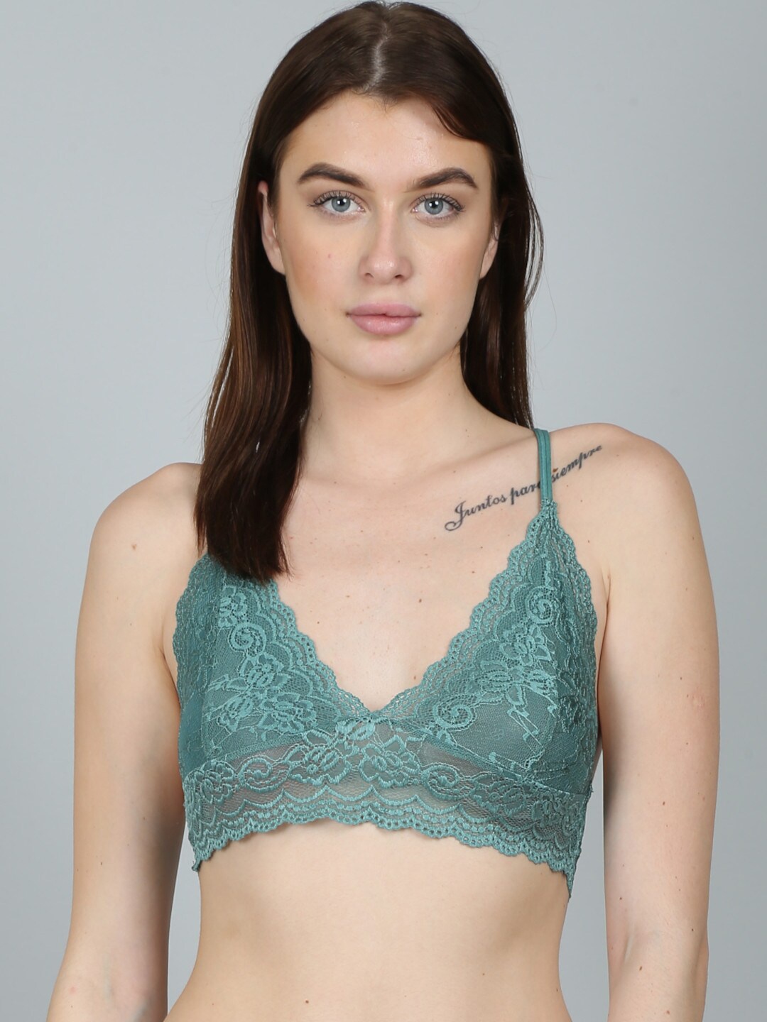 

N-Gal Floral Bralette Bra, Teal