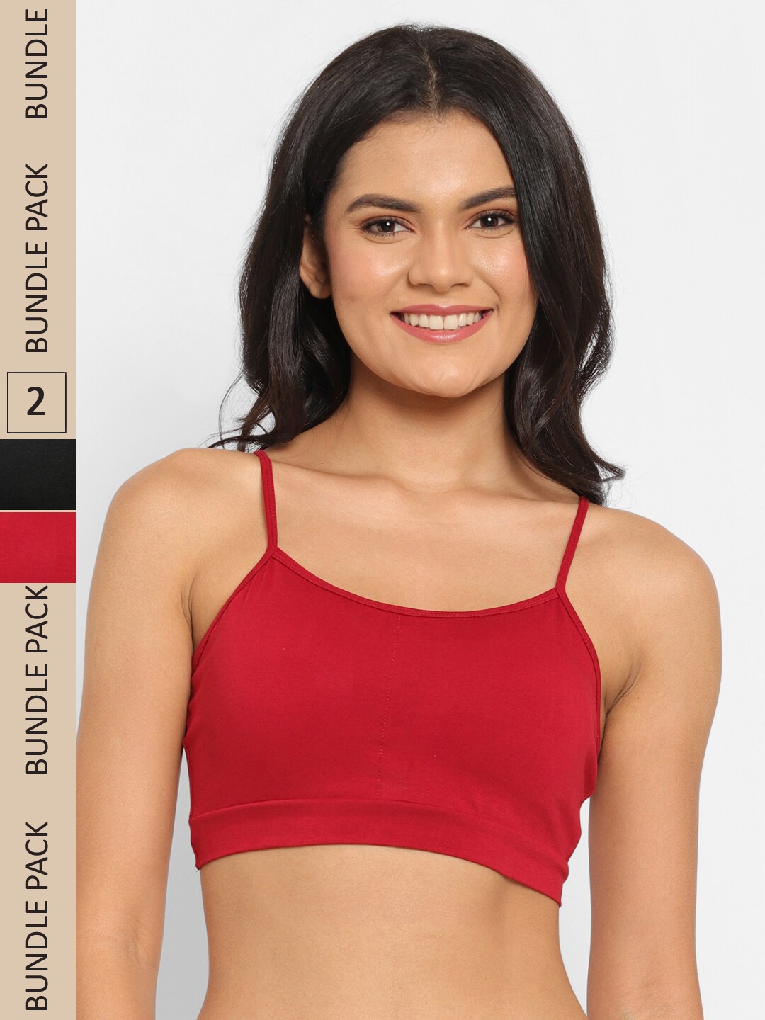

N-Gal Pack of 2 Bralette Lightly Padded Bra, Maroon