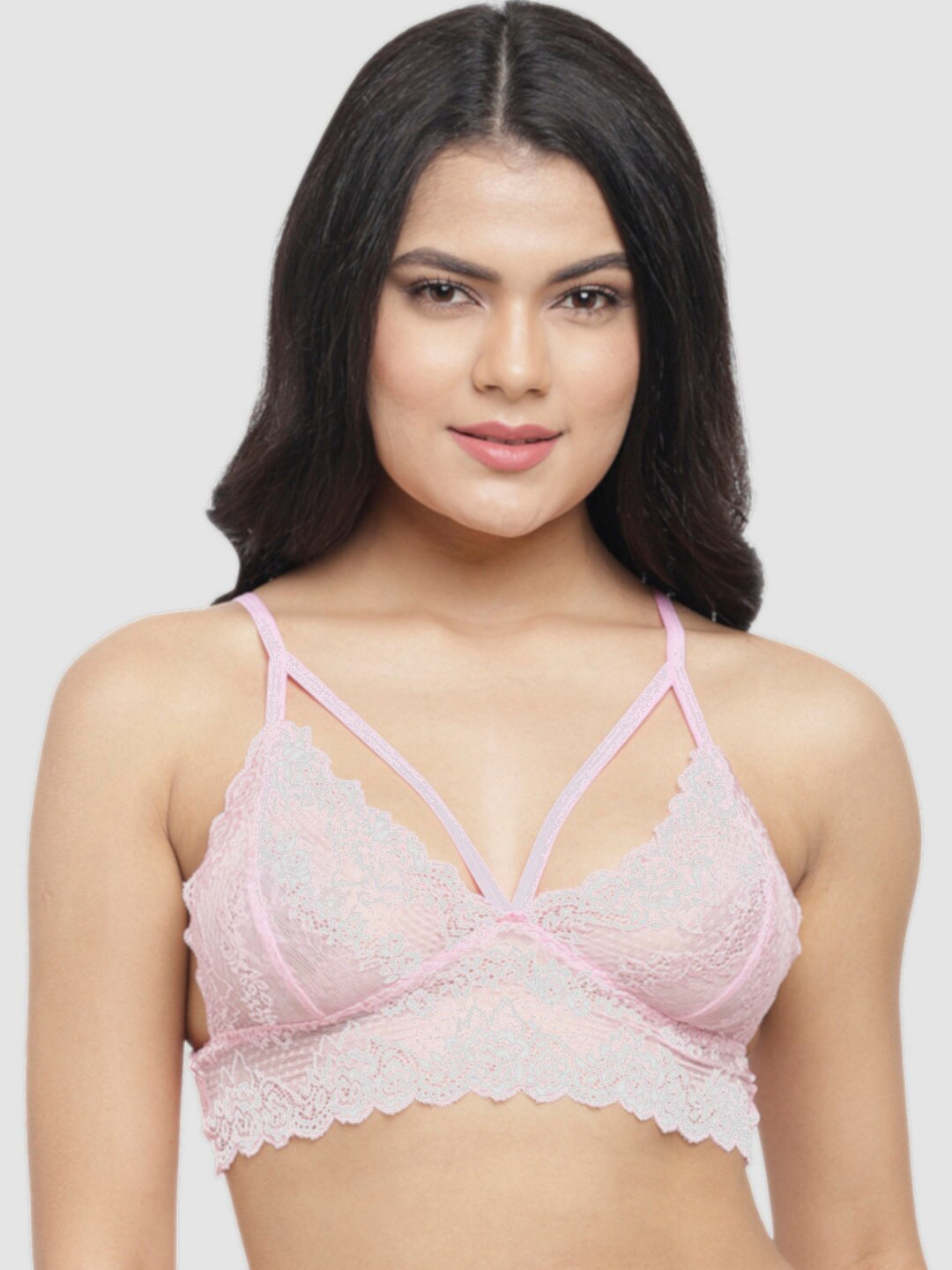 

N-Gal Floral Bralette Bra, Pink