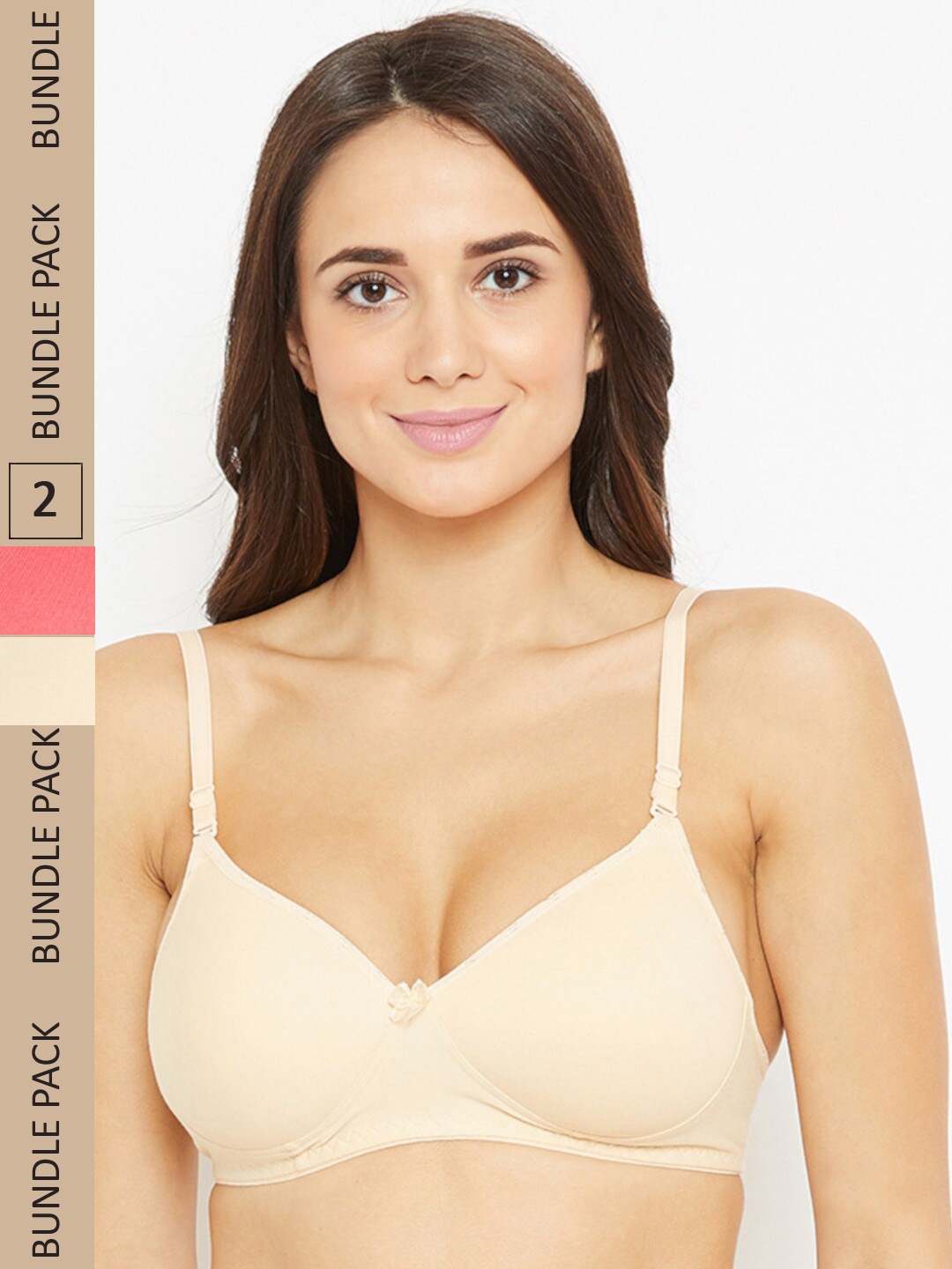 

N-Gal Pack Of 2 Heavily Padded Anti-Odour T-Shirt Bra, Coral