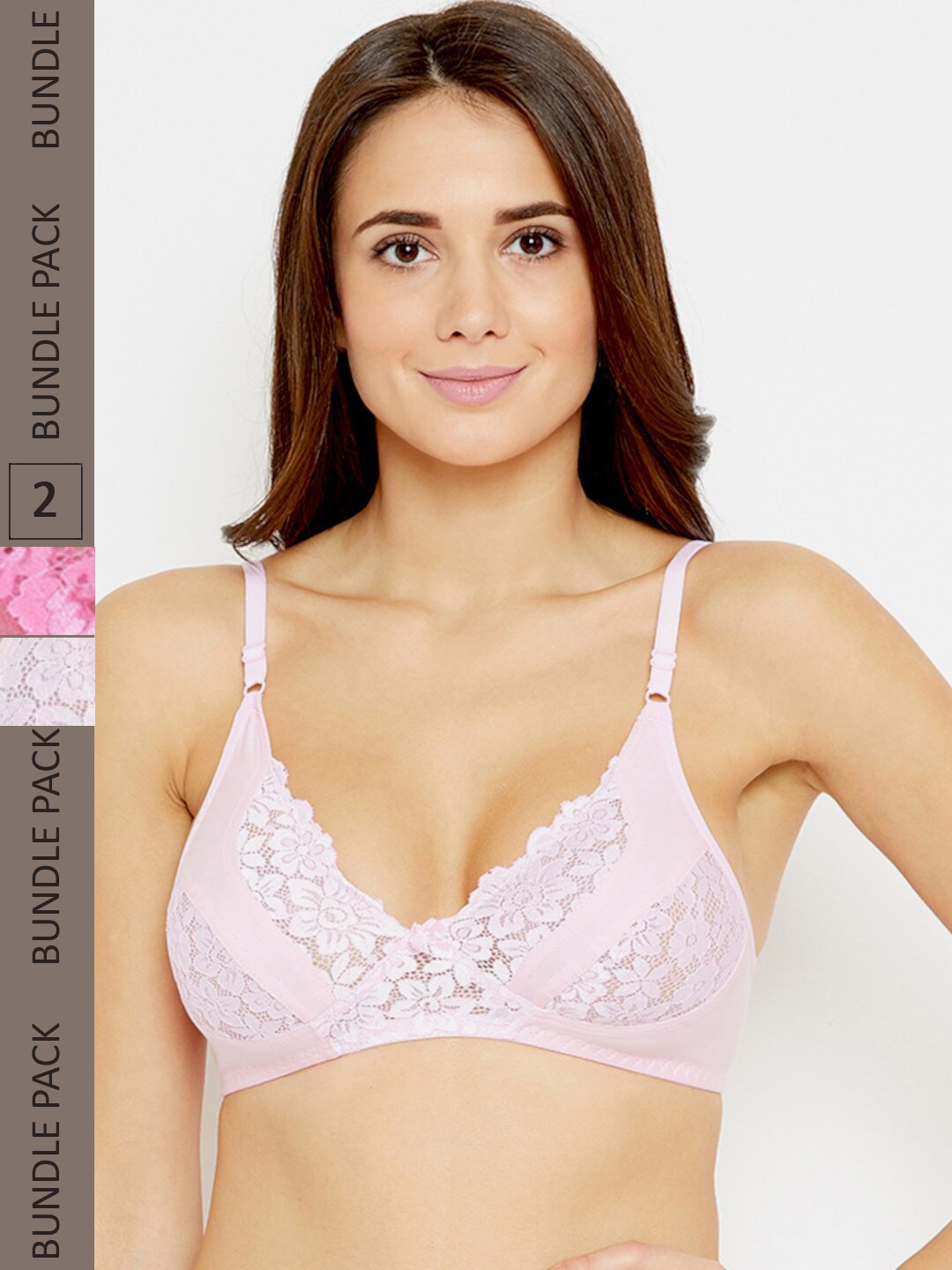 

N-Gal Pack Of 2 Floral Anti-Odour Bralette Bra, Pink