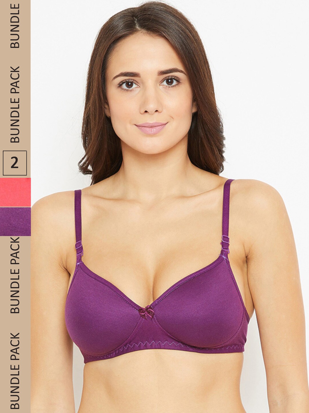 

N-Gal Pack Of 2 Heavily Padded Anti-Odour T-Shirt Bra, Coral