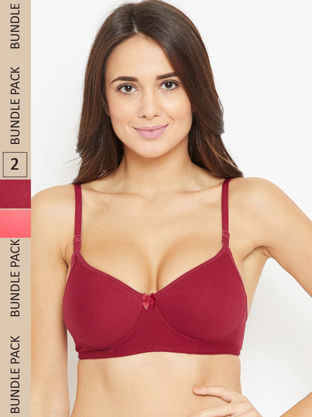 

N-Gal Pack Of 2 Heavily Padded Anti-Odour T-Shirt Bra, Coral