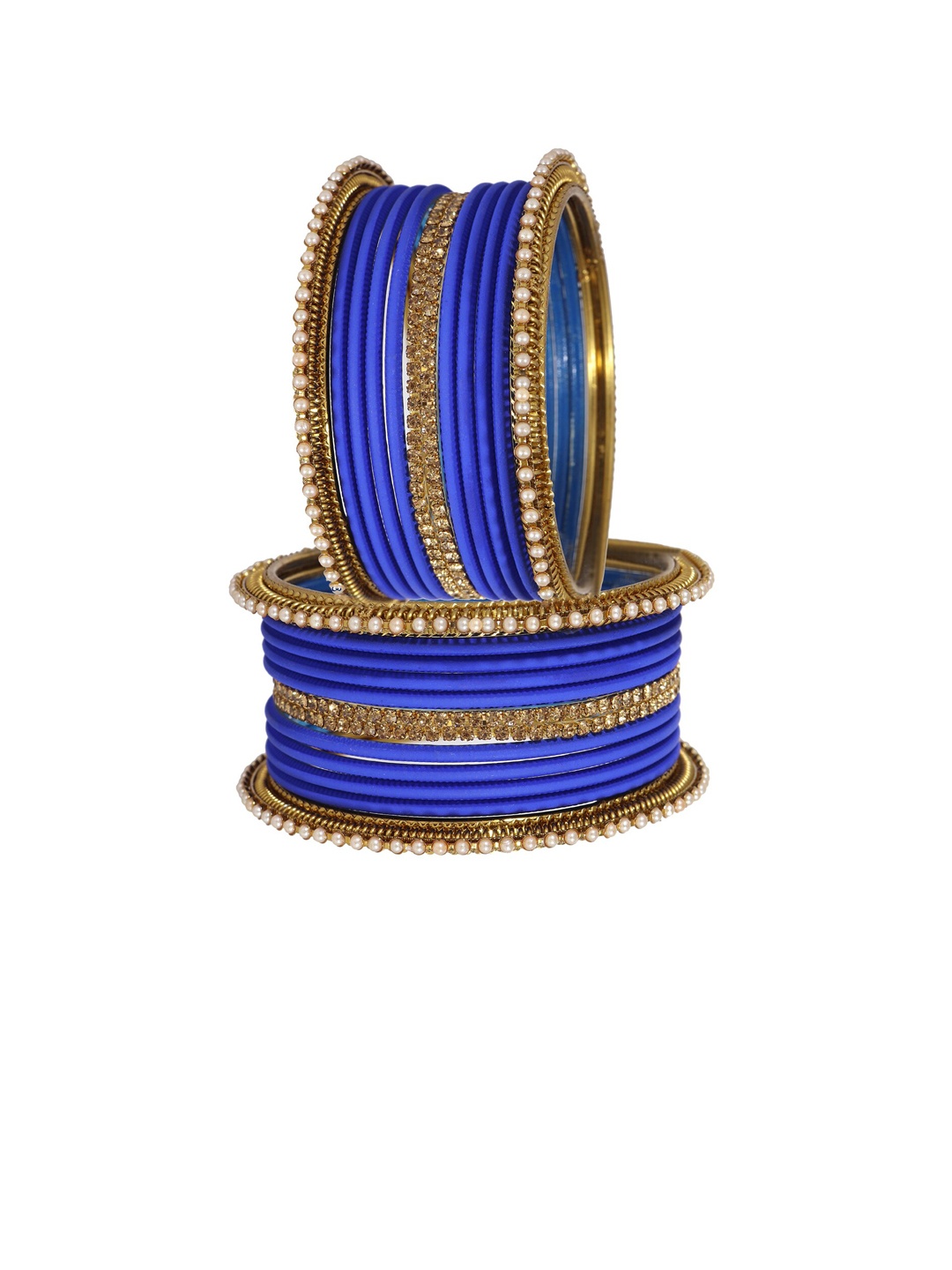 

NMII 24 Pieces Studded & Beaded Meenakari Bangles, Navy blue