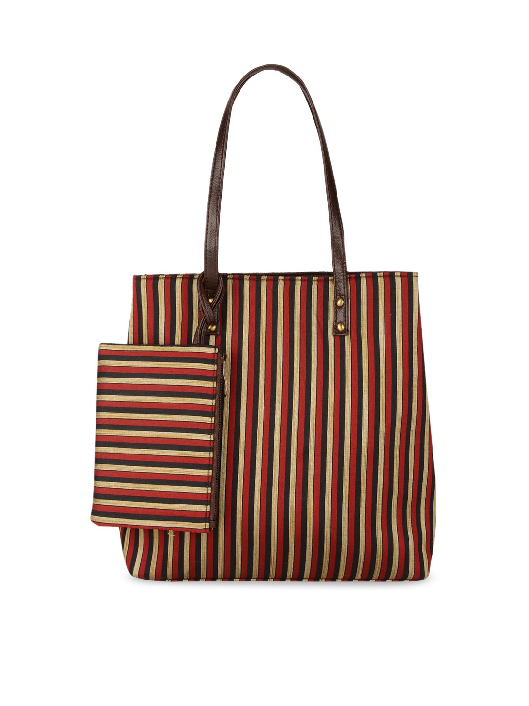 

Vivinkaa Striped PU Oversized Swagger Shoulder Bag, Red