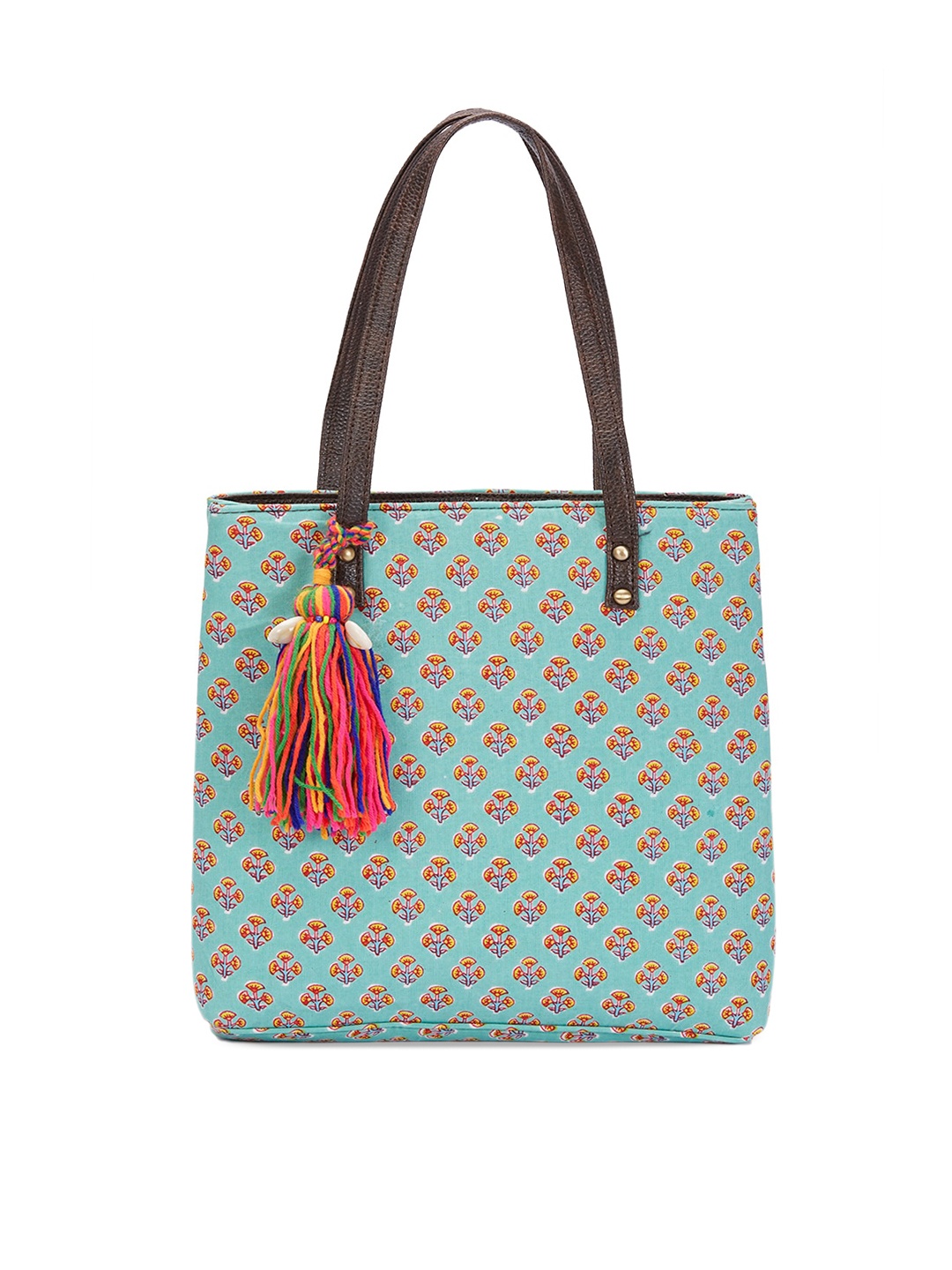 

Vivinkaa Women Ethnic Motifs Printed PU Structured Shoulder Bag with Tasselled, Sea green