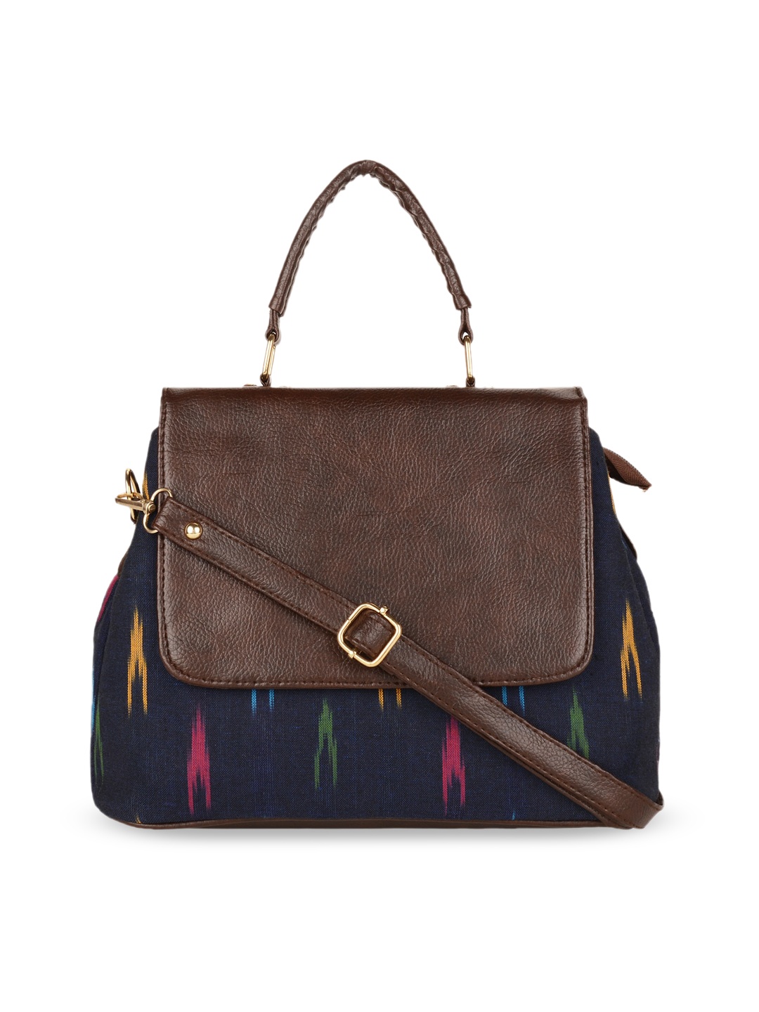 

Vivinkaa Colourblocked PU Structured Satchel with Tasselled, Blue