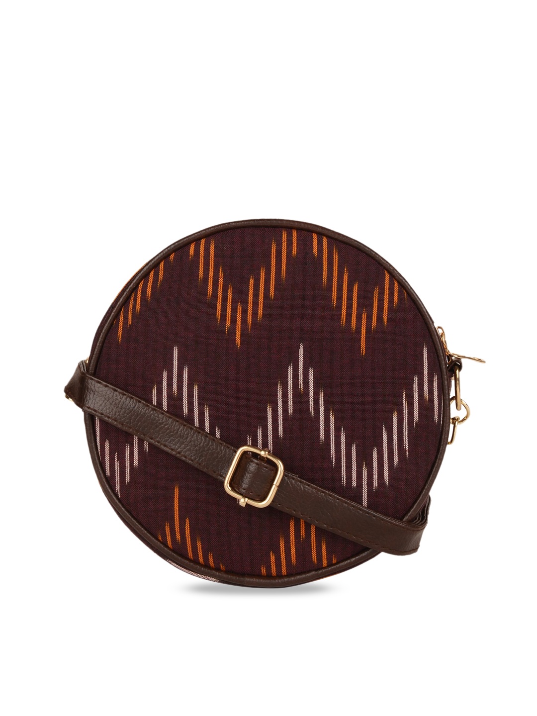 

Vivinkaa Geometric PU Structured Sling Bag with Cut Work, Maroon