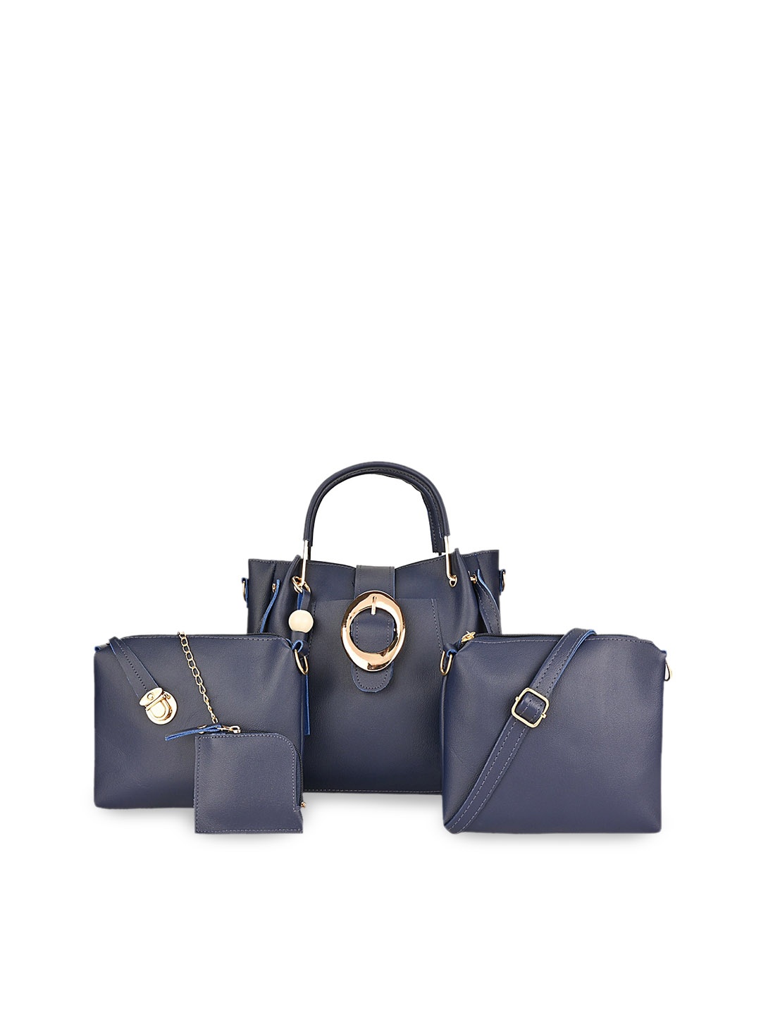 

Vivinkaa Women 4 Pcs Of Combo PU Structured Handheld Bag Set, Navy blue
