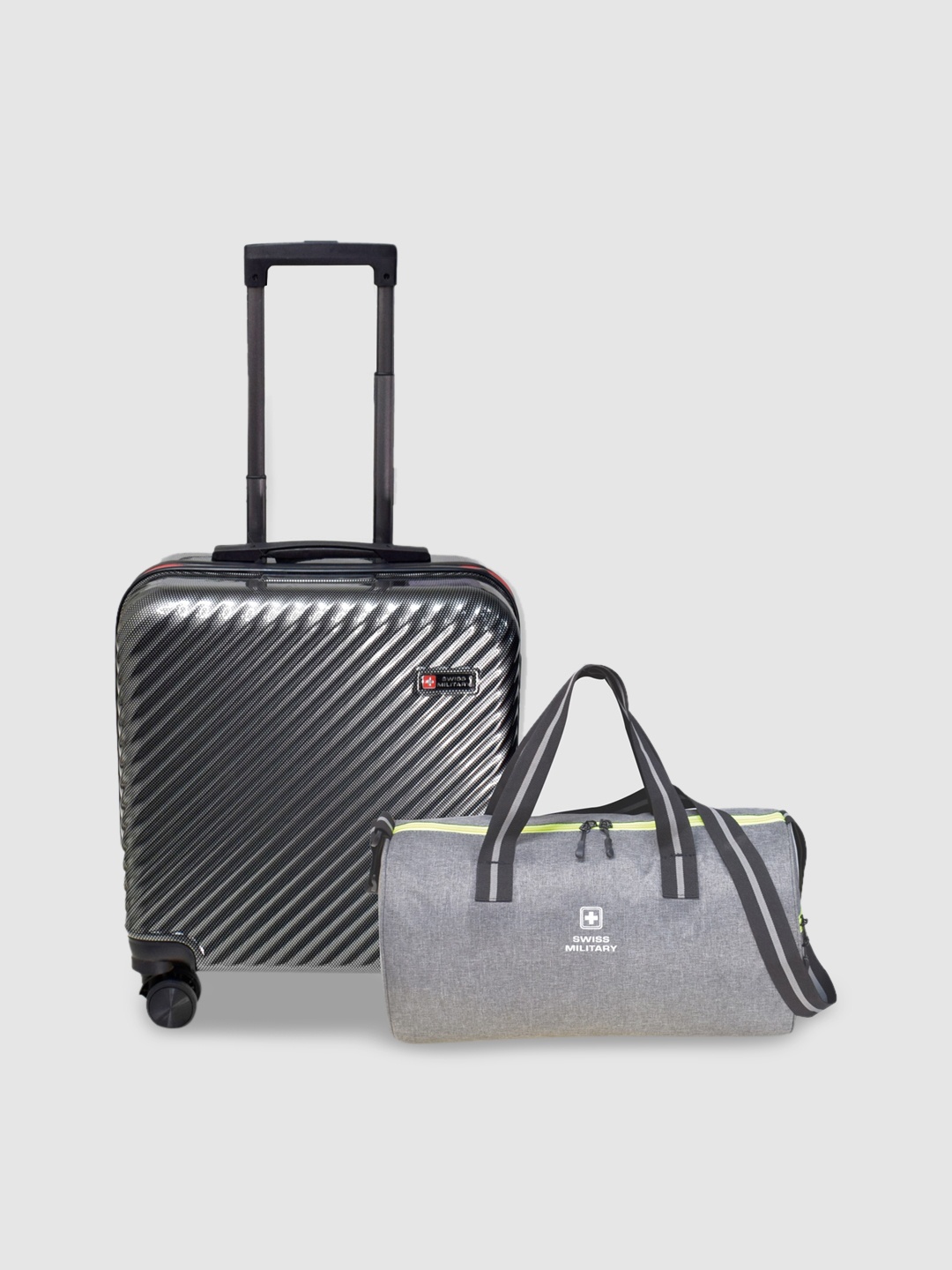 

SWISS MILITARY Textured Hard-Sided Overnighter Trolley Bag & Duffle Bag, Grey