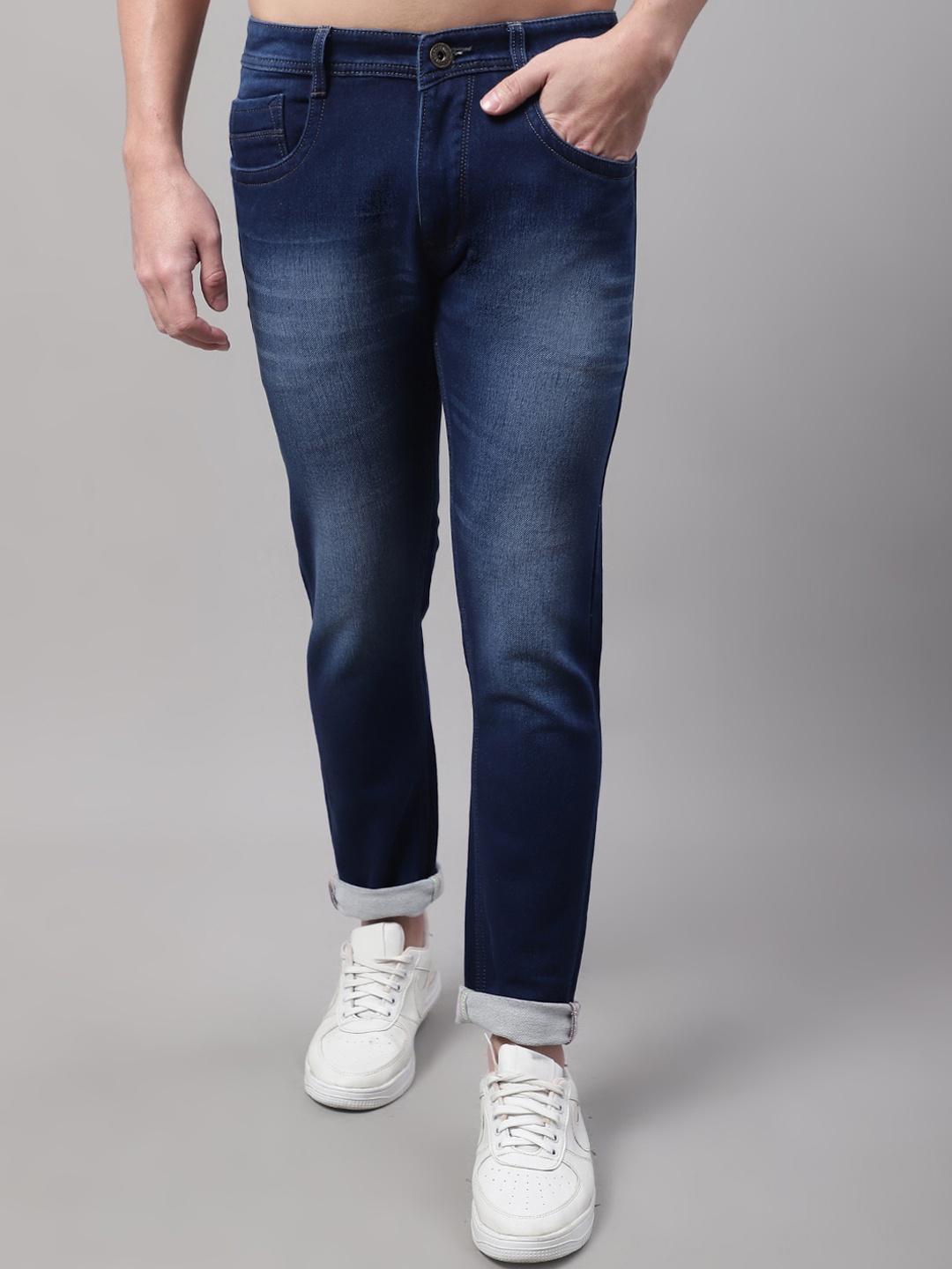 

Rodamo Men Slim Fit Heavy Fade Stretchable Cotton Jeans, Blue