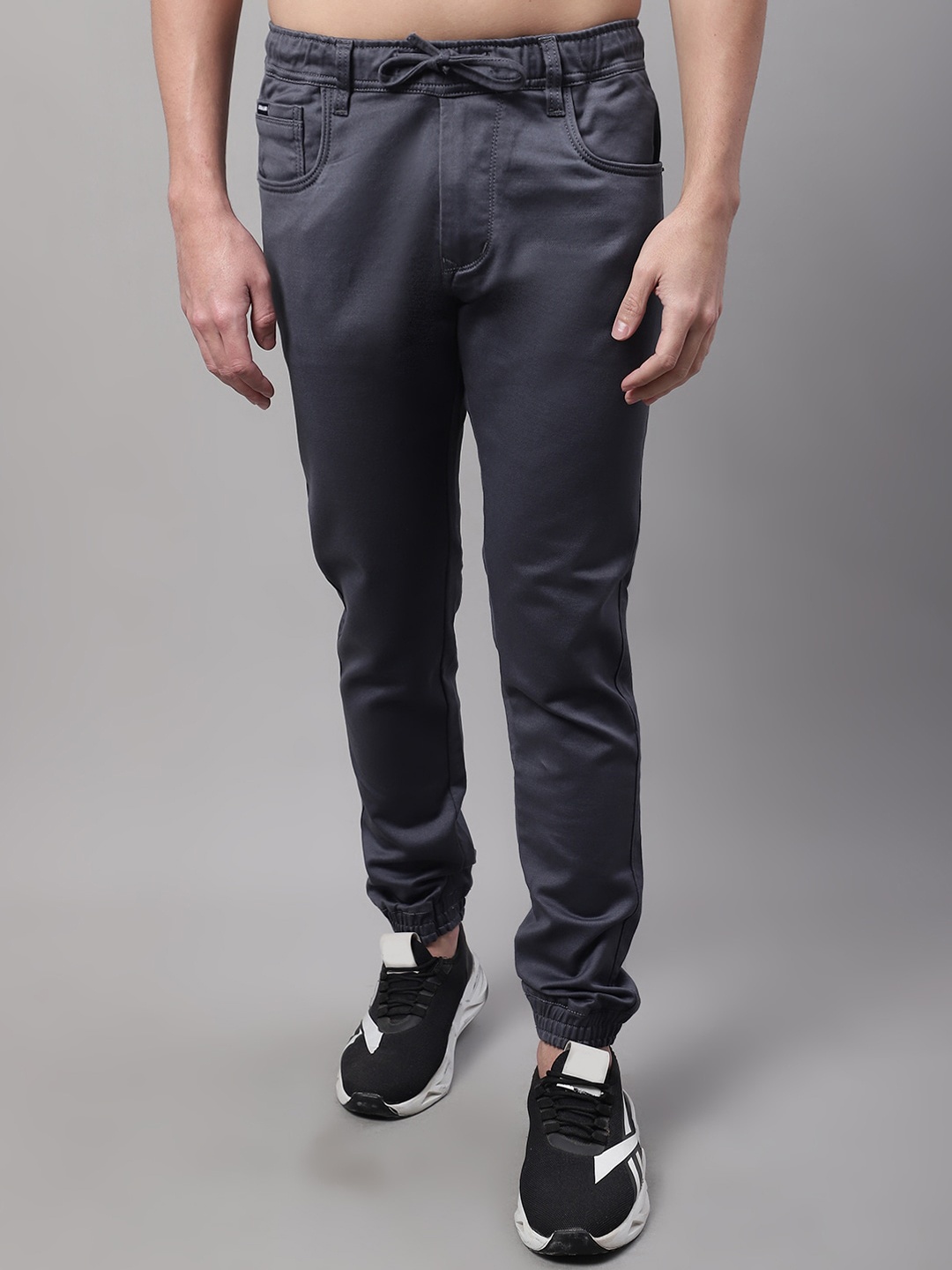 

Rodamo Mid Rise Slim Fit Cotton Jogger, Grey
