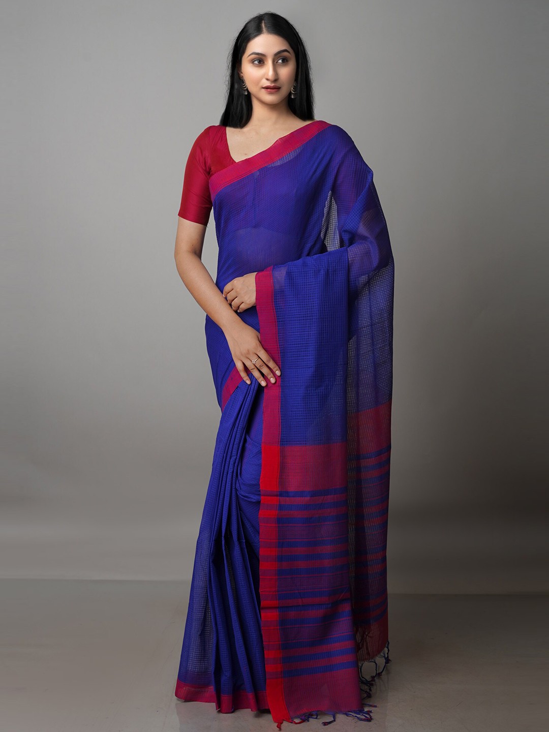 

Unnati Silks Woven Design Pure Cotton Mangalagiri Saree, Blue