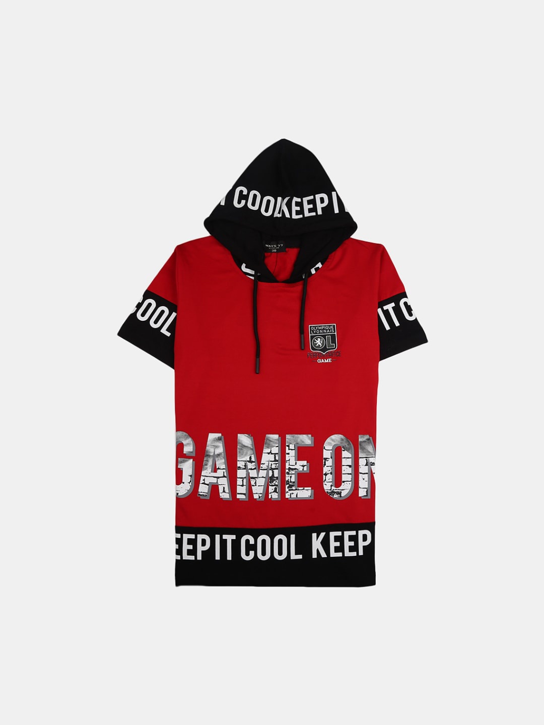 

V-Mart Boys Typography Printed Hooded Cotton T-shirt, Red