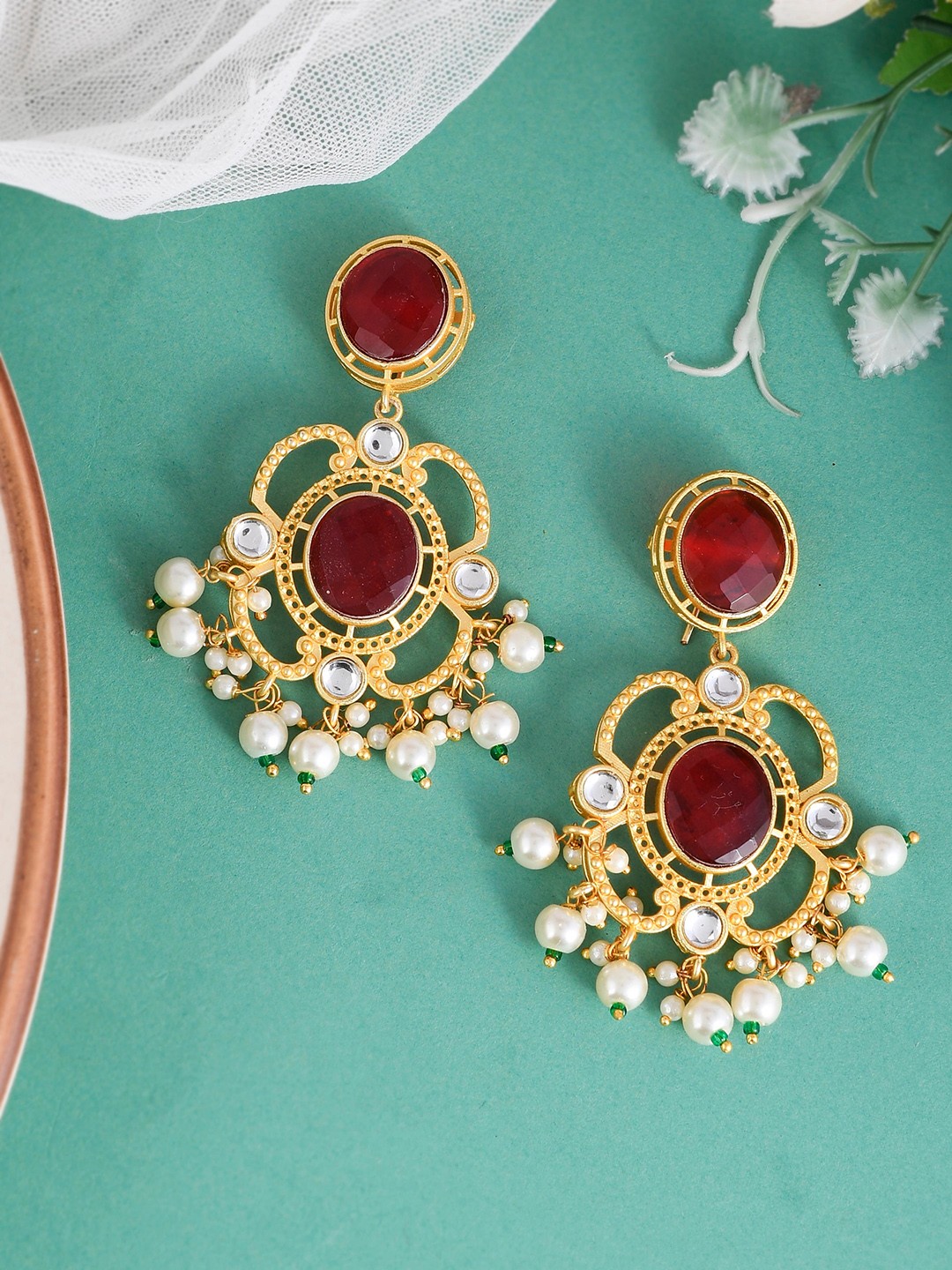 

Silvermerc Designs Gold-Toned Contemporary Drop Earrings