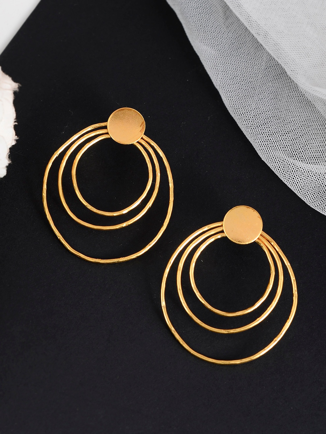 

Silvermerc Designs Gold-Plated Contemporary Drop Earrings