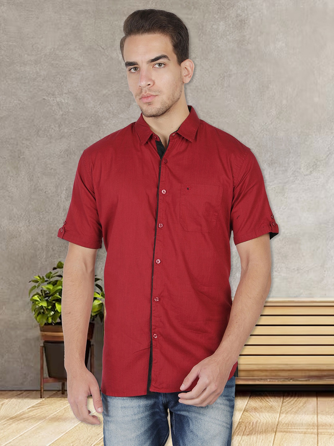 

Kuons Avenue Men Smart Slim Fit Casual Shirt, Maroon